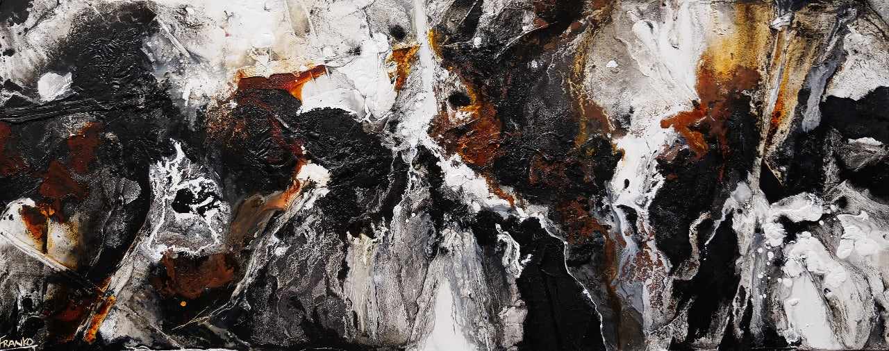 Rusted Tectonic 200cm x 80cm Black Rust Textured Abstract Canvas Art - Modern Industrial Wall Decor for Living Room, Office & Bedroom