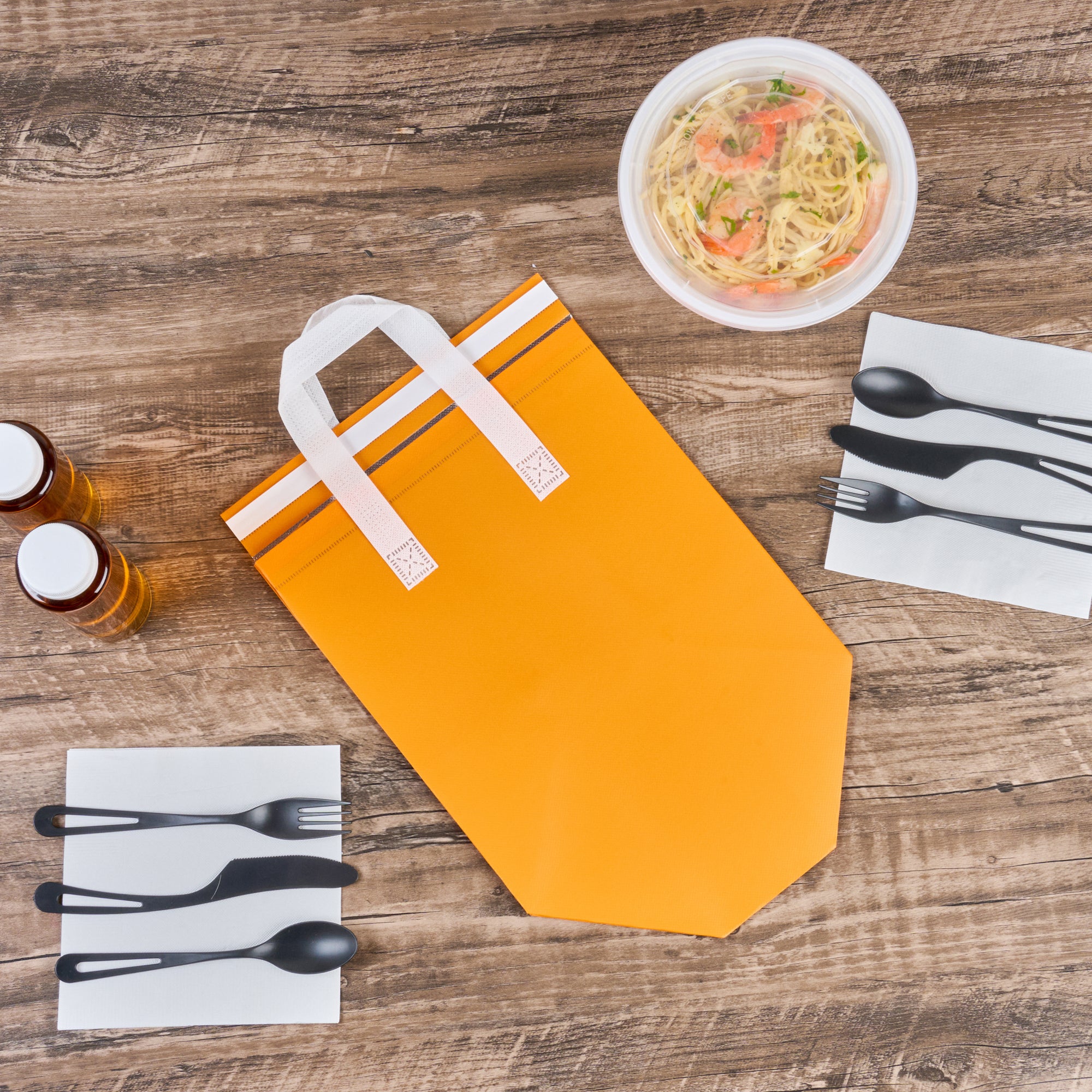 Insulated Orange Take Out Bags - Tamper Evident Food Delivery Bags (10.25