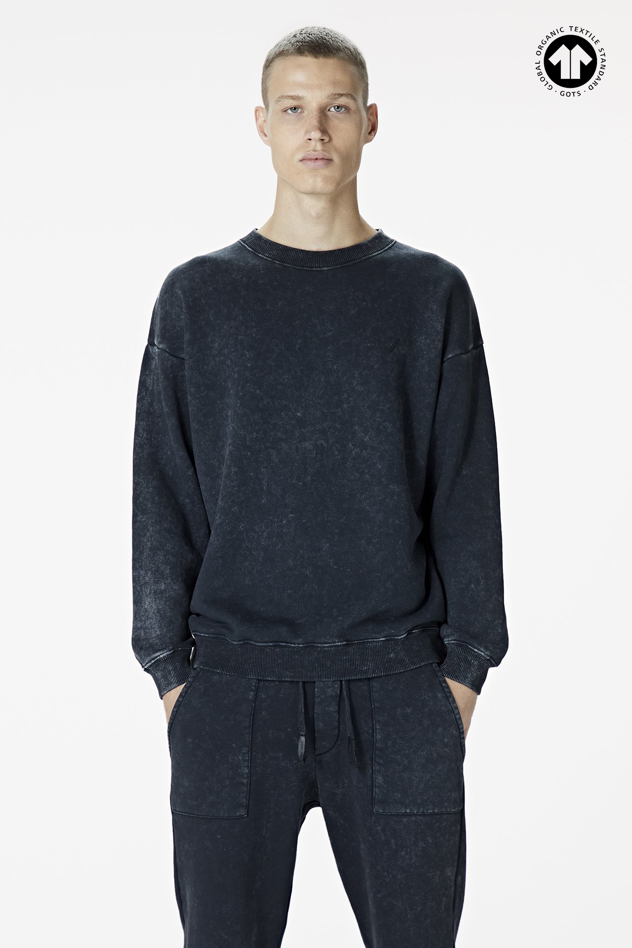 530 Washed Black Sweatshirt for Men - Soft Cotton Pullover Hoodie for Casual Wear, Gym & Street Style