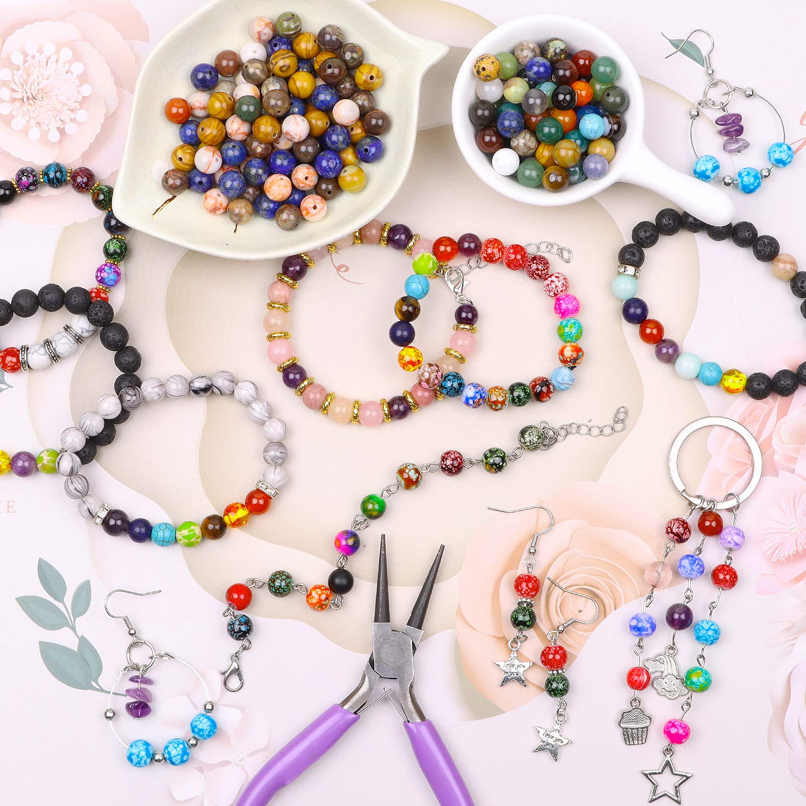 100pcs 8mm Natural Stone Beads - Genuine Round Loose Gemstones for DIY Jewelry Making | Perfect for Bracelets, Necklaces & Earrings | Home Crafting & Gift Projects