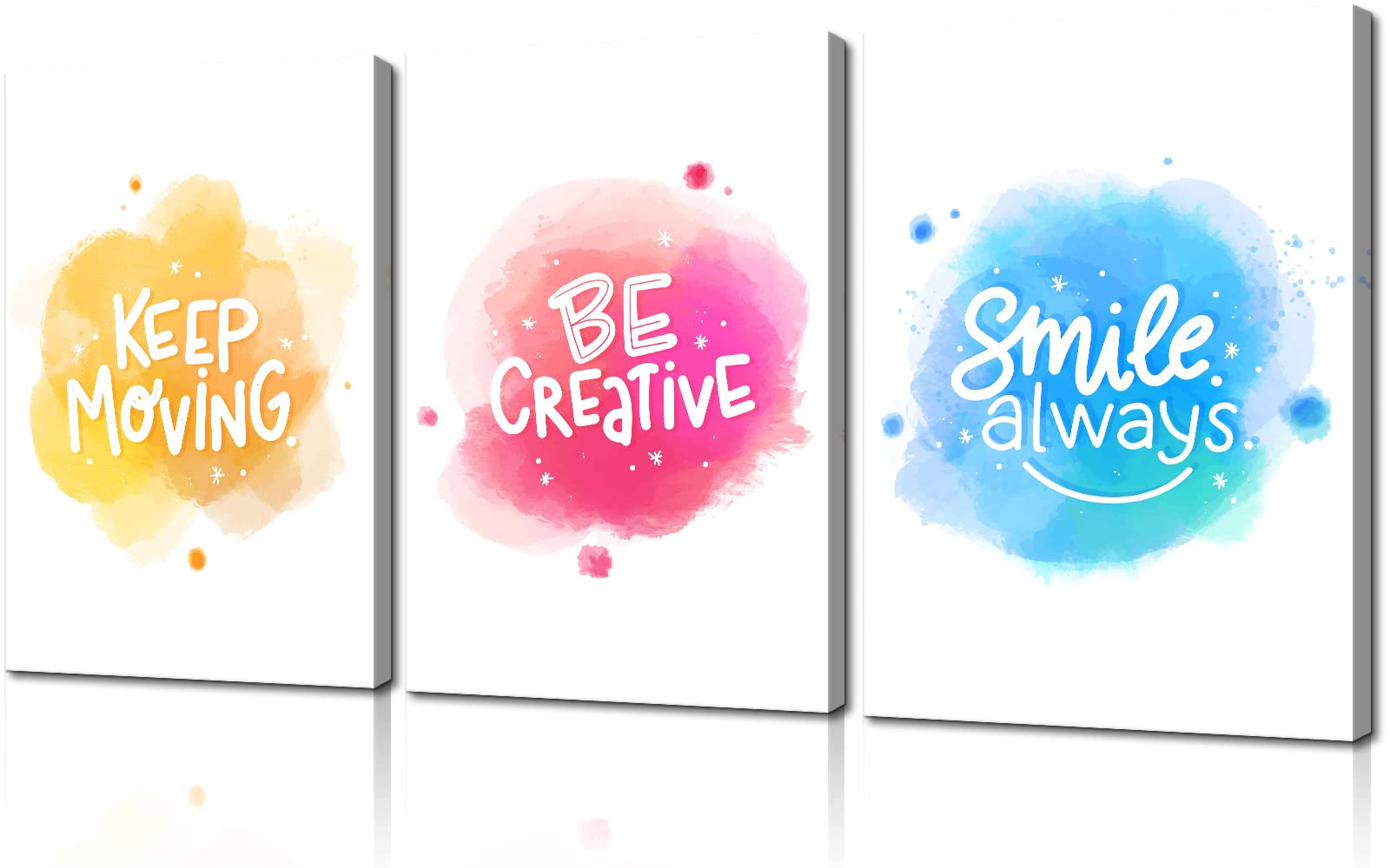 3-Piece Motivational Wall Art Set - Inspirational Office Decor with Positive Quotes & Sayings, Watercolor Canvas Prints for Classroom, Kids Room (20''W x 28''H, Framed) - Perfect for Home, Office & School Motivational Spaces