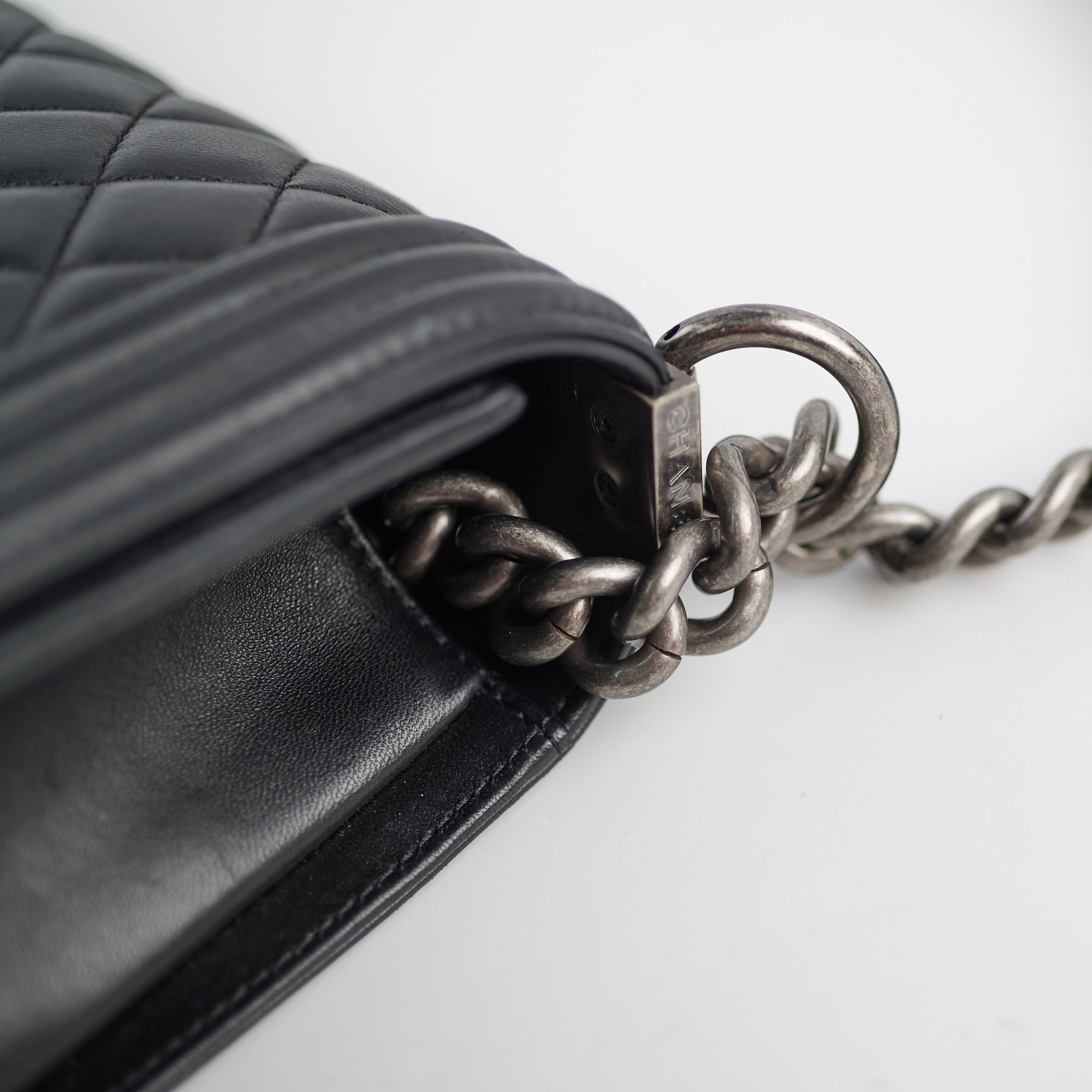 Chanel Old Medium Boy Bag Black Lambskin Leather 23 Series - Luxury Handbag for Women, Perfect for Parties, Work & Everyday Use