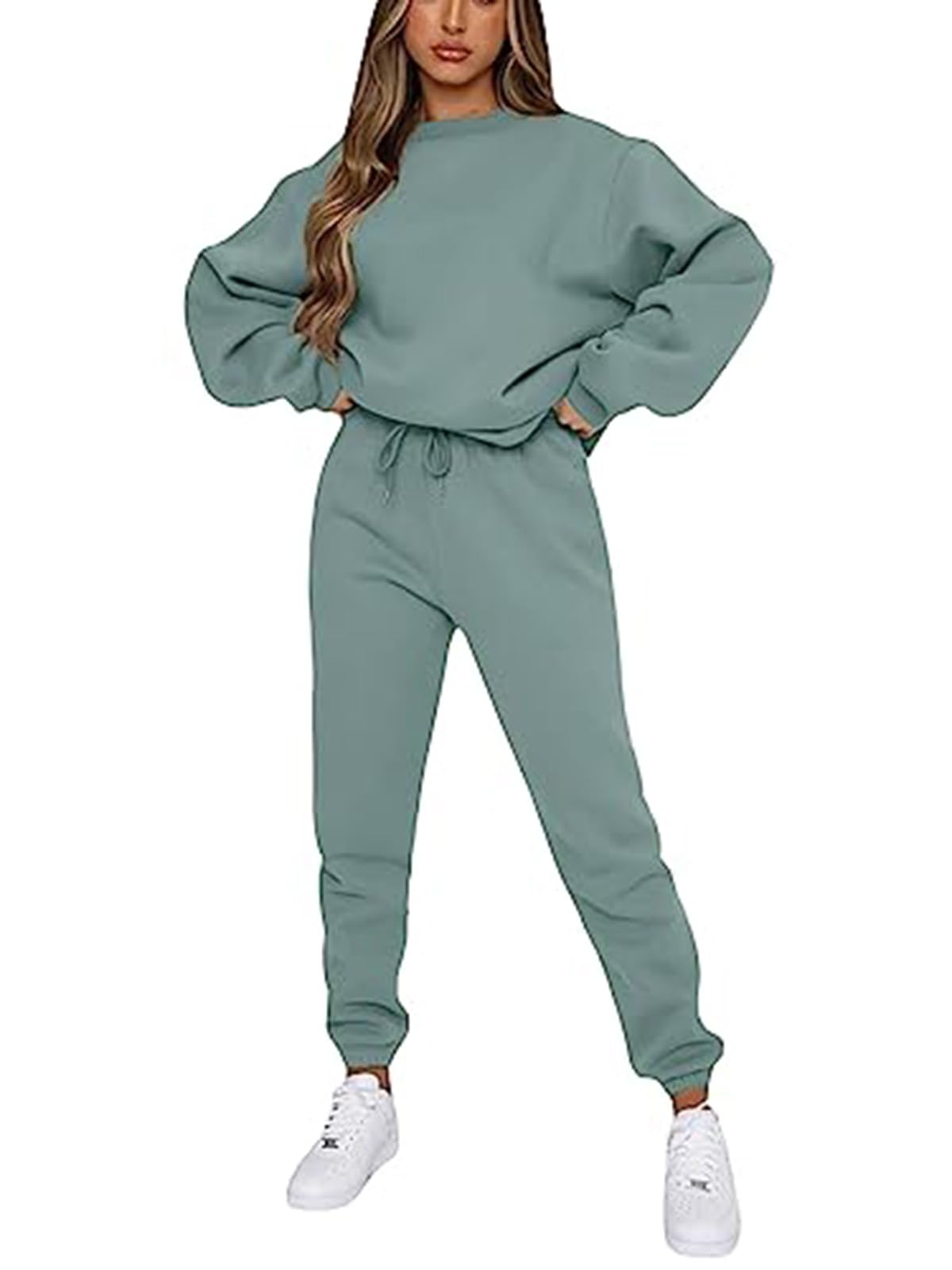 Alunzoem Women's 2-Piece Jogger Set - Long Sleeve Pullover Sweatshirt & Pants Tracksuit Outfit | Lounge Wear, Gym, Running, Casual Streetwear