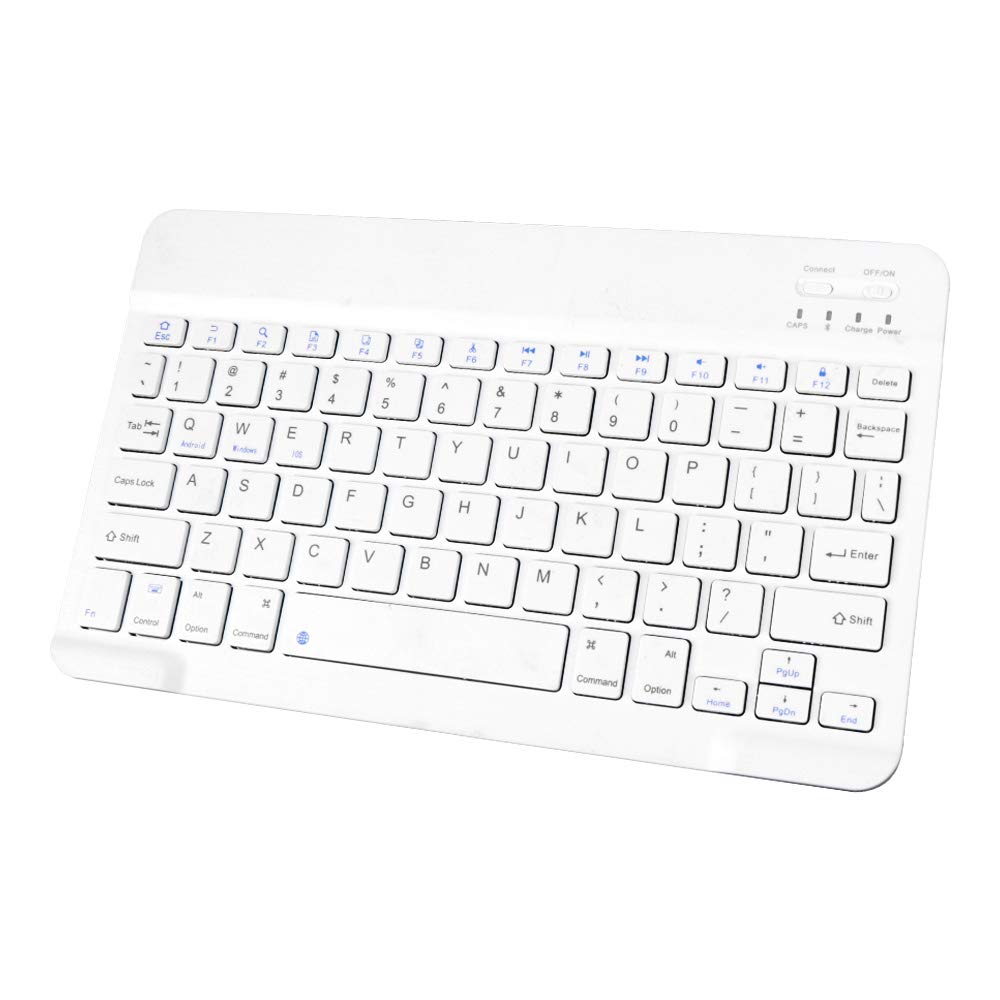 Ultra-Slim Wireless Bluetooth Keyboard for iPad 10.2/Pro/Air & Samsung Galaxy Tab A8/A7 Lite/S6 Lite/S8/S7 - Rechargeable Universal Keyboard Compatible with iOS Android Windows Devices (White) | Perfect for Office Work, Online Classes & Travel Use