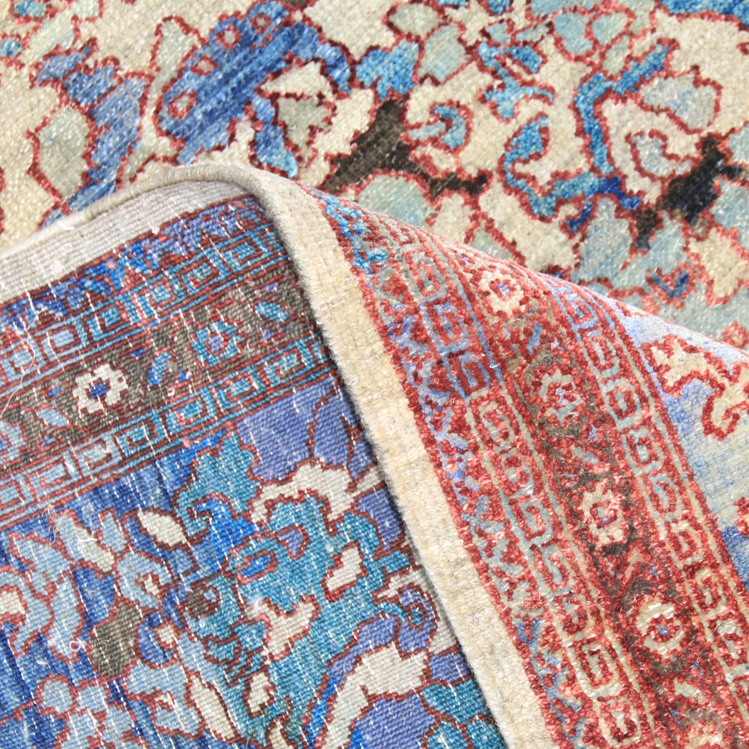 Blue Transitional Wool Rug 8'11 x 12'2 - Soft Handmade Area Rug for Living Room, Bedroom & Office - Premium Home Decor