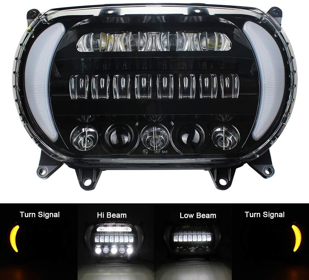 Eagle Lights LED Projection Headlight for Harley Davidson 2015+ Road Glide - High Visibility Motorcycle Headlight for Night Riding & Safety