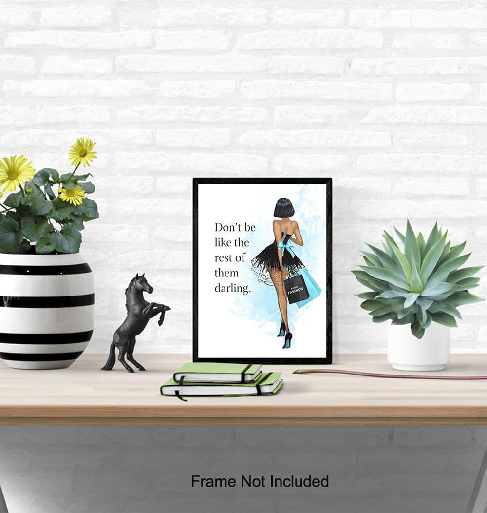 Inspirational Motivational Quote Wall Art - Luxury Gift for Black African American Women & Teens - Glam Wall Decor - Positive Quotes - Blue Home Decor for Bedroom & Living Room - Perfect for Daily Motivation & Stylish Interior Design