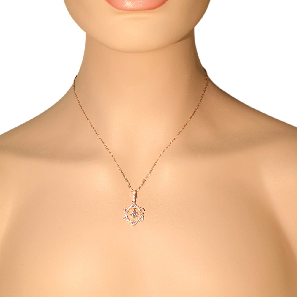 925 Sterling Silver White Clear CZ Star of David Pendant Necklace - 18