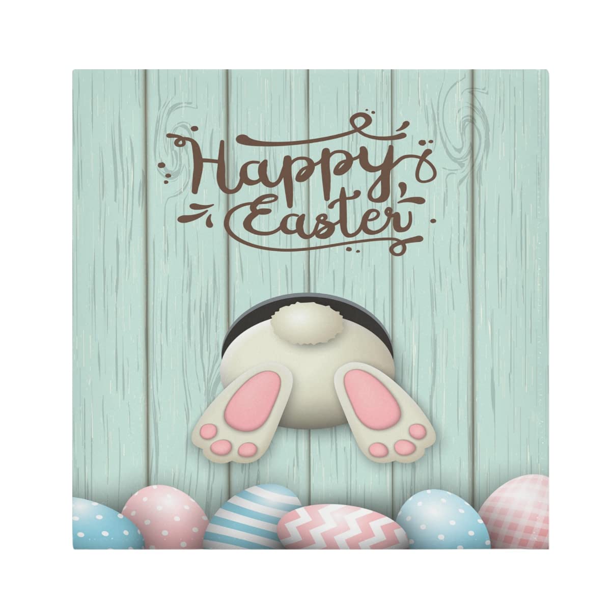 6 Pack Washable Cotton Cloth Napkins - Funny Easter Bunny Rabbit Eggs Design - 20x20 Inch Reusable Dinner Napkins for Weddings, Parties, Holidays - Perfect for Easter Decorations & Spring Table Settings
