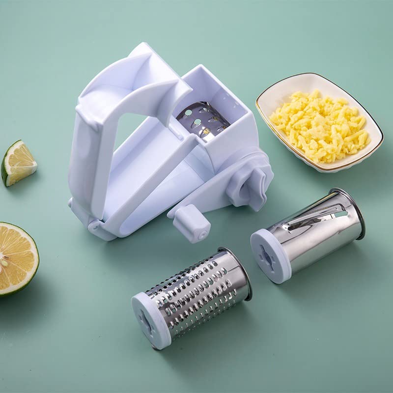 3-in-1 Rotary Cheese Grater - Hand Crank Cheese Shredder for Hard Cheese, Chocolate & Nuts - Olive Garden Style Handheld Grater with Ergonomic Handle - Perfect for Italian Cooking, Baking & Garnishing Dishes