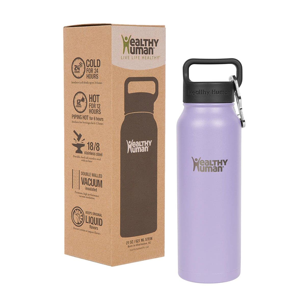 Healthy Human BPA Free Stainless Steel Insulated Water Bottle - Perfect for Sports, Travel, and Outdoor Adventures