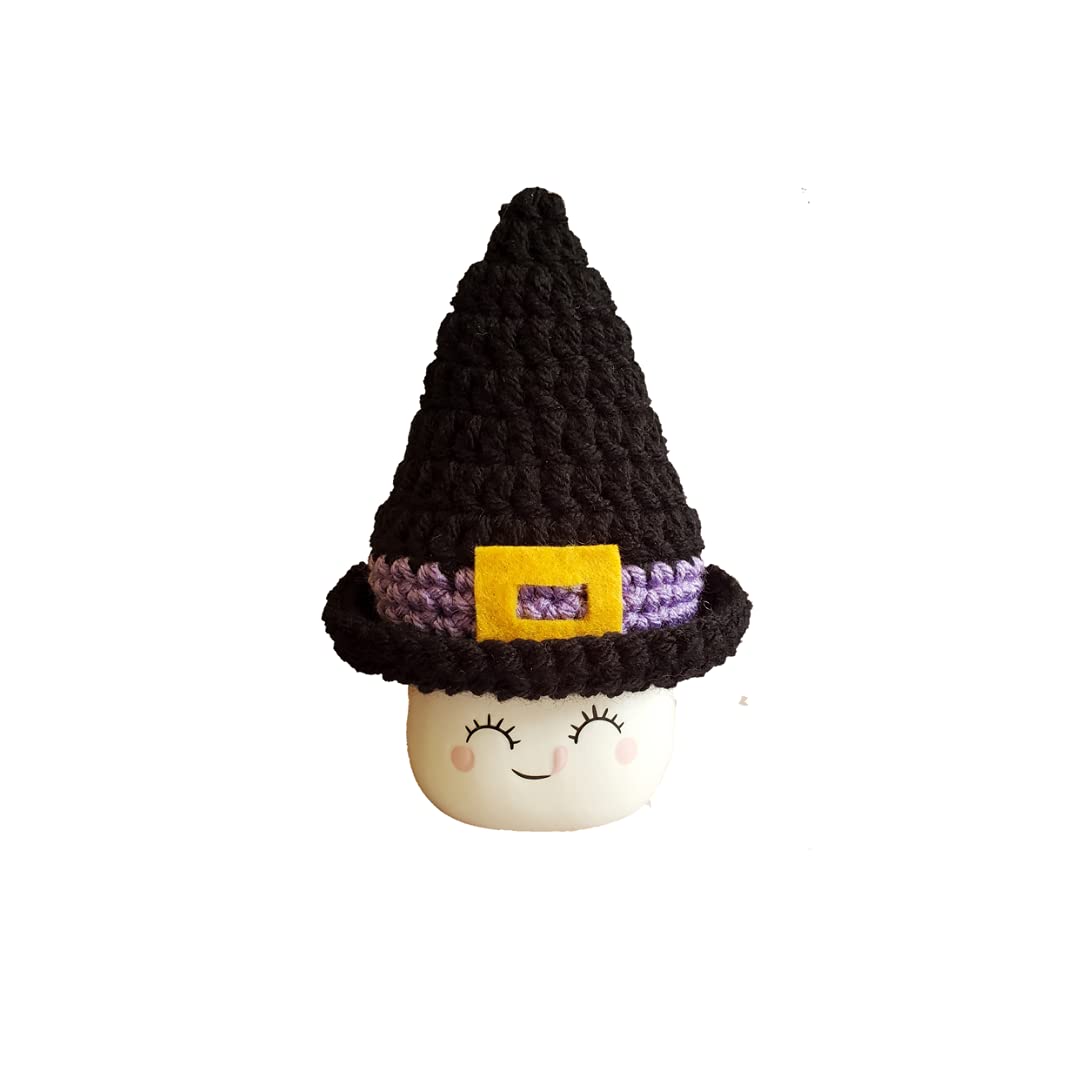 Crochet Witch Hat Marshmallow Mug Hat - Halloween Costume Accessory for Women & Kids - Perfect for Trick or Treating, Costume Parties & Themed Events