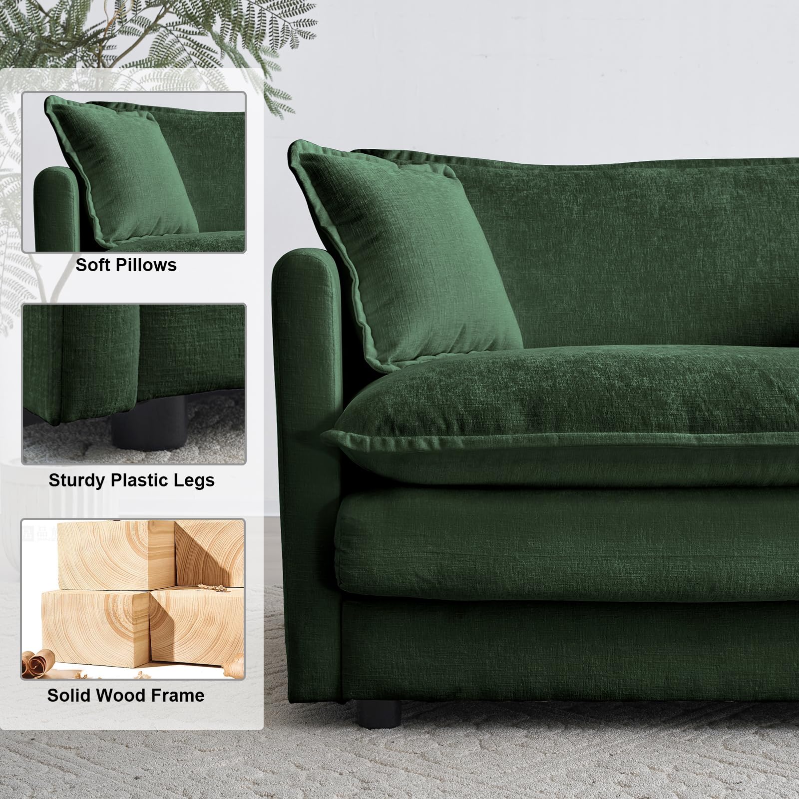 KIVENJAJA Oversized Chenille Loveseat Sofa - 76.7
