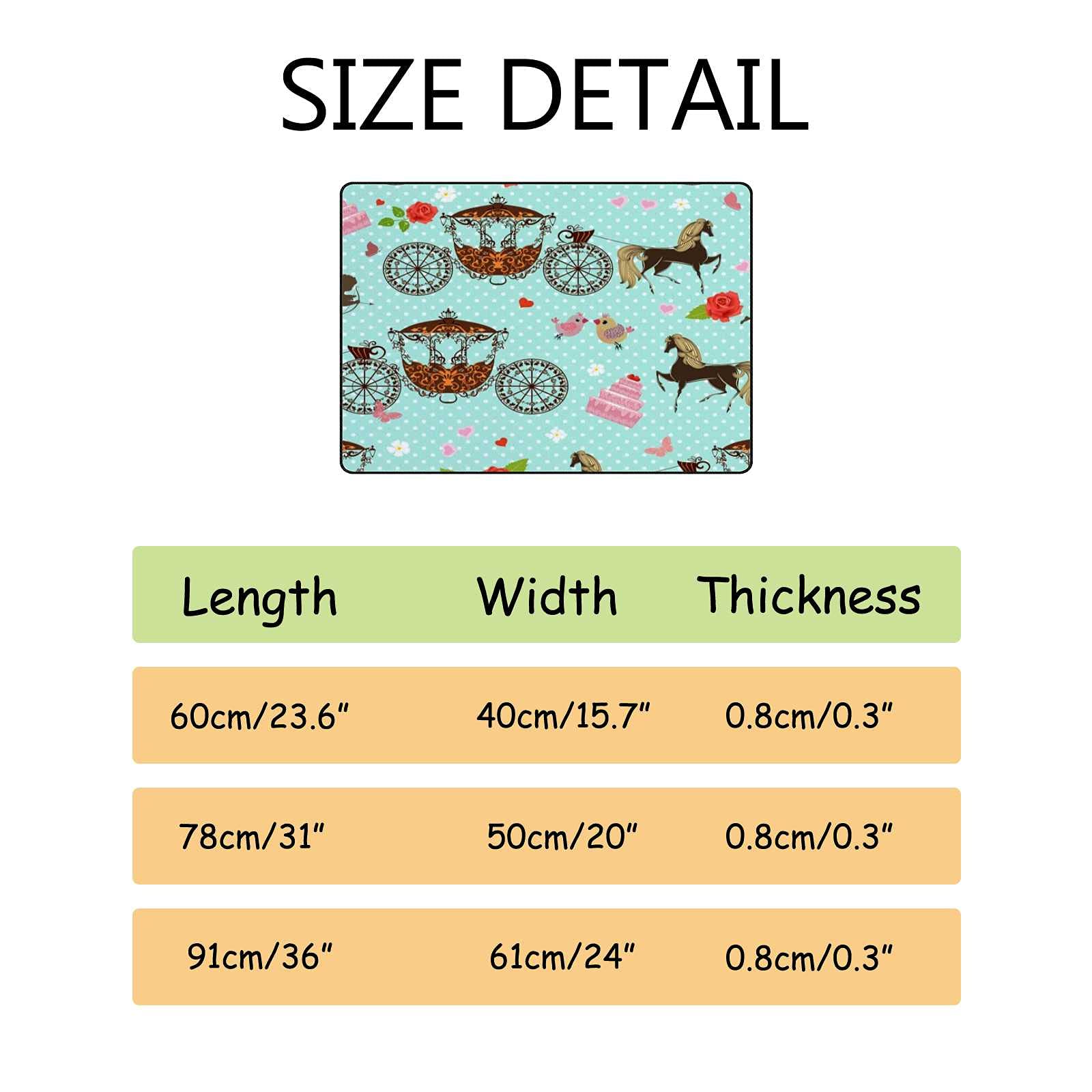 Non-Slip Soft Absorbent Bath Mat - Microfiber Bathroom Rug with Cute Horse Design, 31x20 Inch, Washable Shower Mat for Bathroom, Entryway & Standing Comfort - Perfect for Kids' Rooms, Guest Bathrooms & Spa-Like Showers