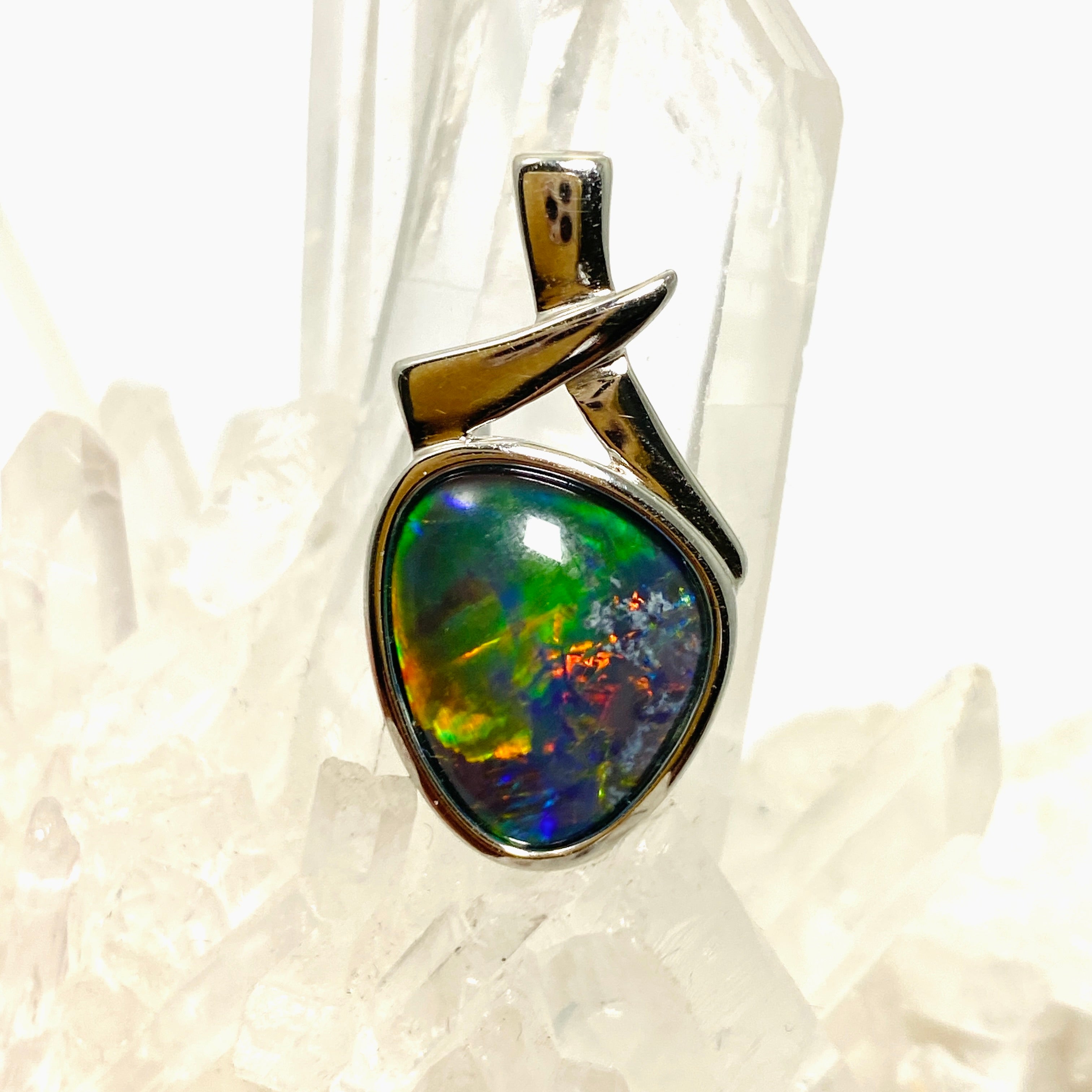 Australian Opal Triplet Freeform Cabochon Pendant in Sterling Silver Setting - Unique Handmade Jewelry for Women, Gift for Her, Birthday & Anniversary Present