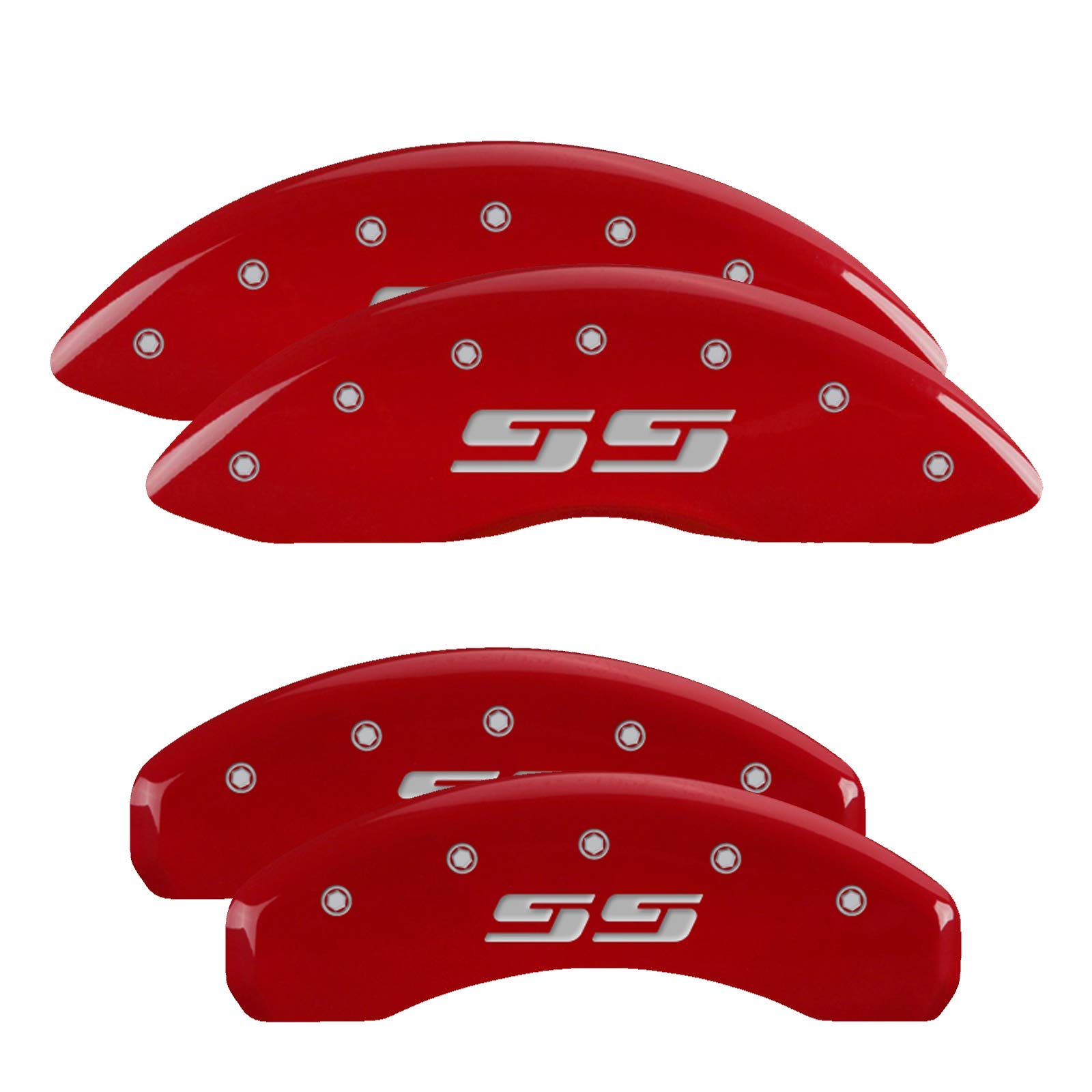 MGP Caliper Covers 14034SSS3RD - Red Brake Caliper Covers for 1999-2006 Chevy Silverado SS (Front & Rear Set of 4) | Custom Engraved SS Design | Upgrade Your Truck's Brake System for Enhanced Style & Performance