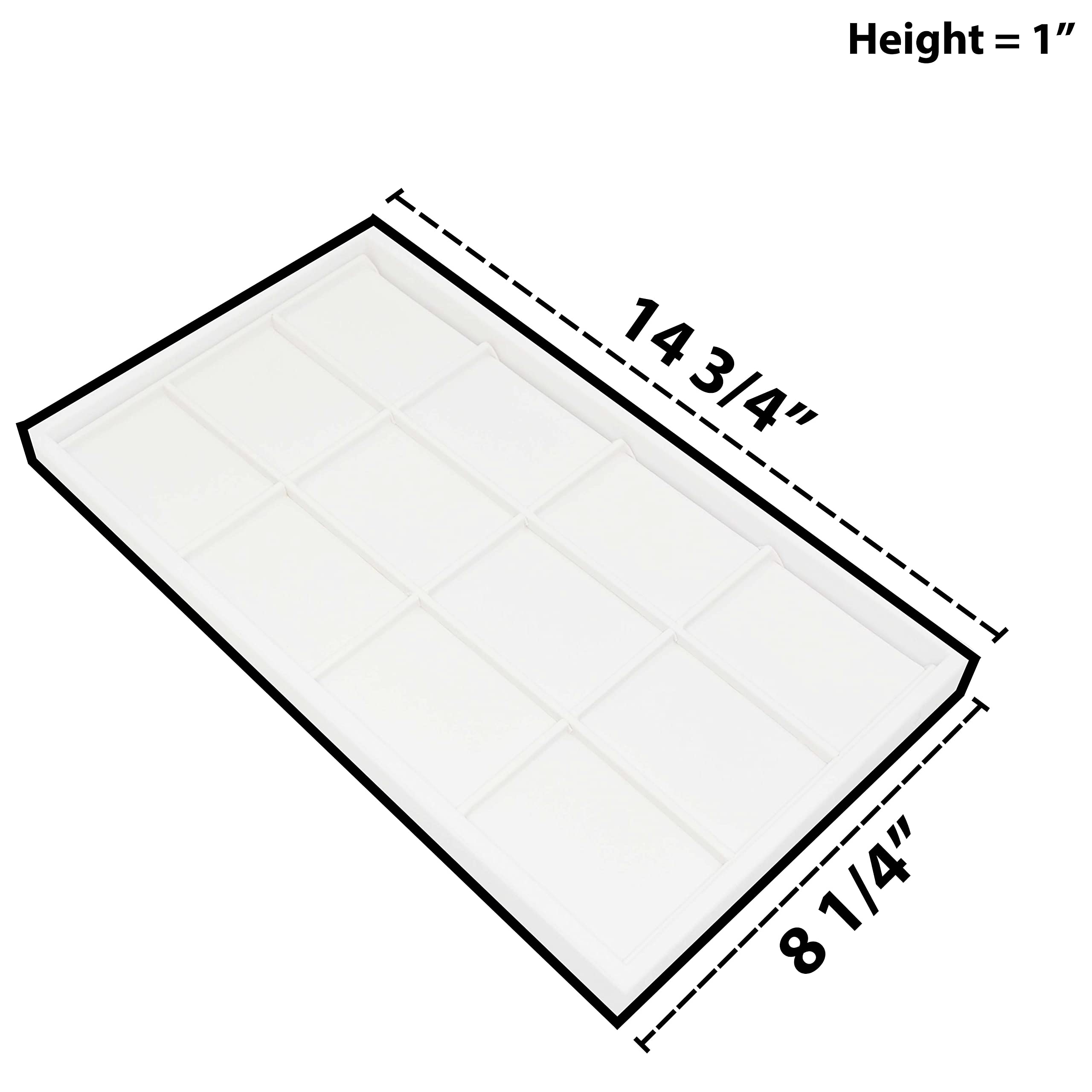 N’icePackaging 12-Compartment White Leatherette Jewelry Sorting Tray with Free-Standing Plastic Display Base - 14.75