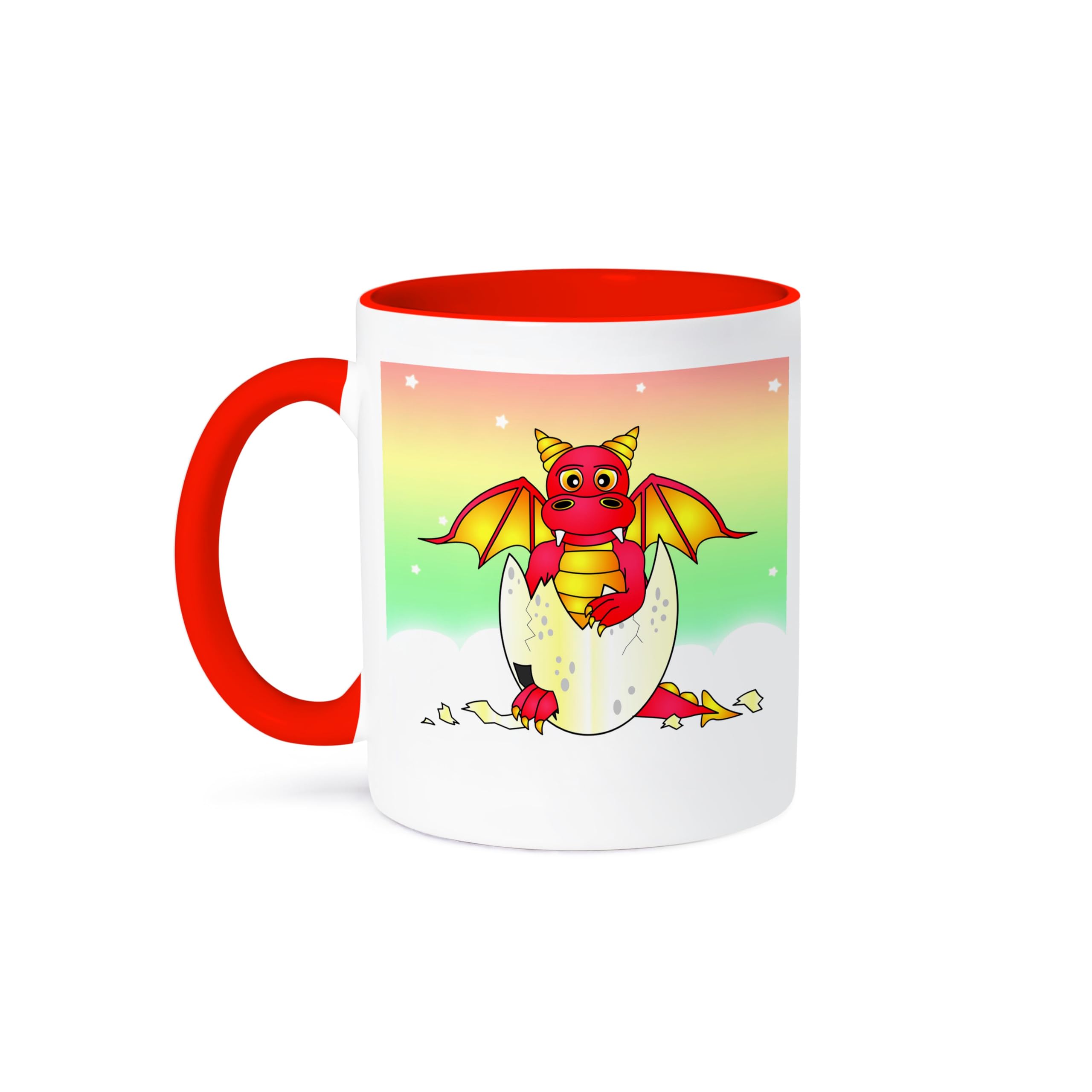 3D Rose 11oz Funny Coffee Mug - Red Baby Dragon in Cracked Egg Design | Unique Dragon-Themed Gift for Coffee Lovers | Perfect for Home, Office & Fantasy Fans