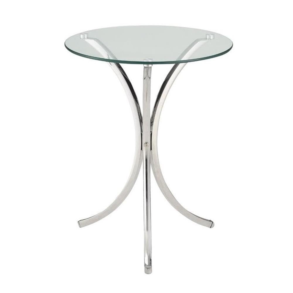 Chrome Glass Top End Table Set of 2 - Modern Side Table for Living Room, Bedroom & Office - Perfect for Coffee, Books & Decor