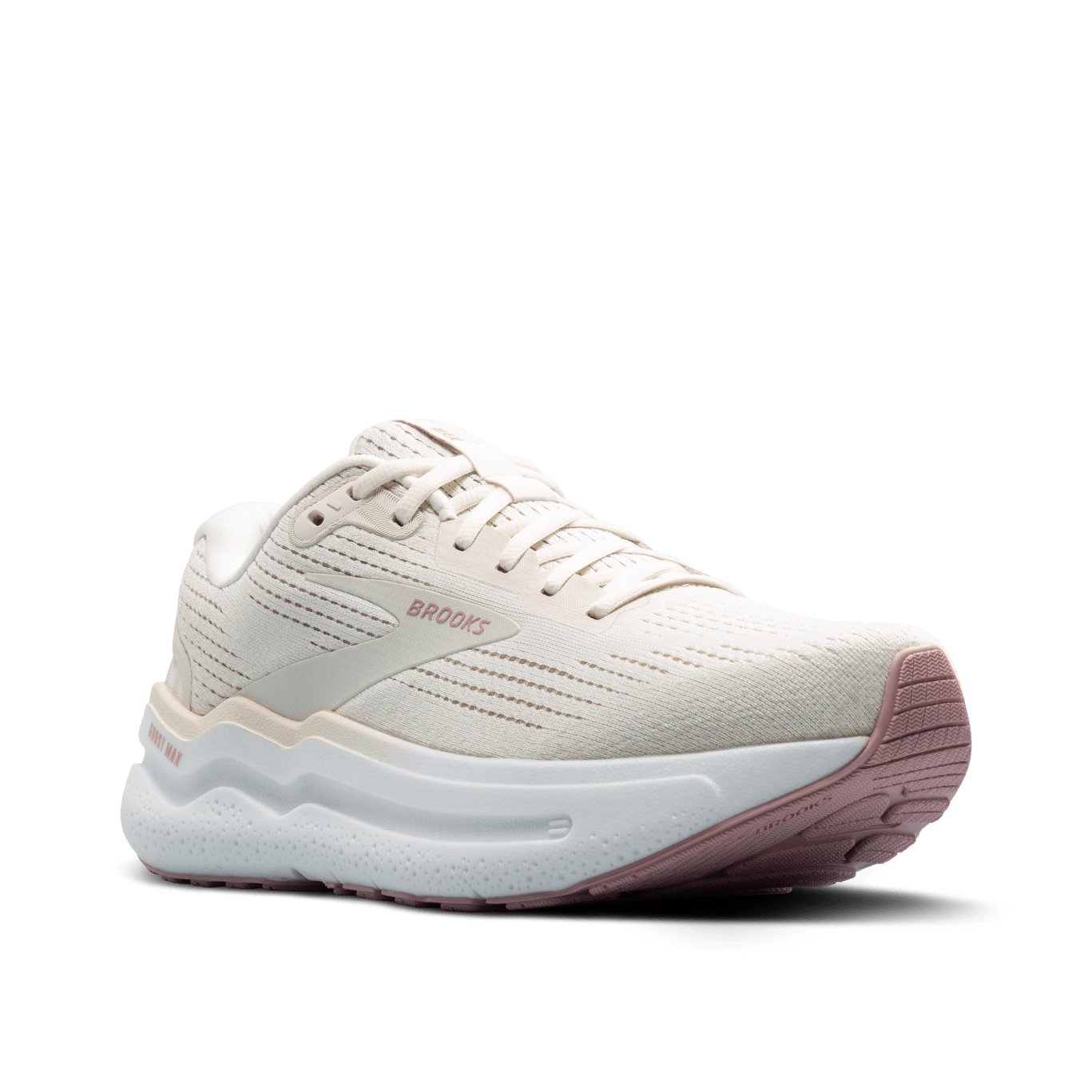 Brooks Ghost Max 2 Women's Running Shoes - B Width - Coconut Milk/Gray/Zephyr Color | Perfect for Marathon Training, Jogging & Gym Workouts