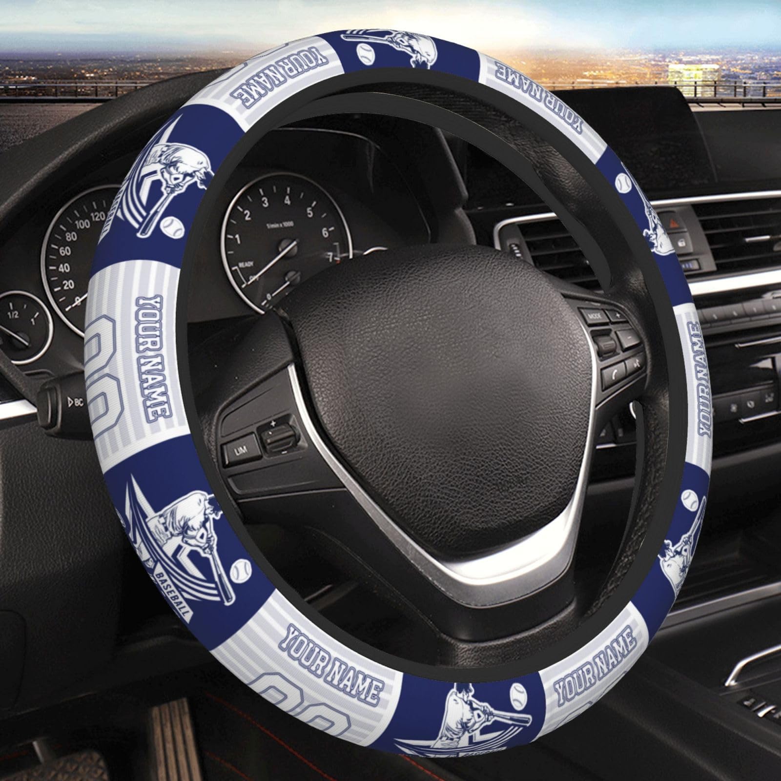 Custom Personalized Anti-Slip Steering Wheel Cover - LA Dodgers Themed with Name & Number - Universal Fit for Cars, SUVs & Trucks - Perfect Gift for Baseball Fans & Car Enthusiasts - Great for Game Day, Commuting & Road Trips