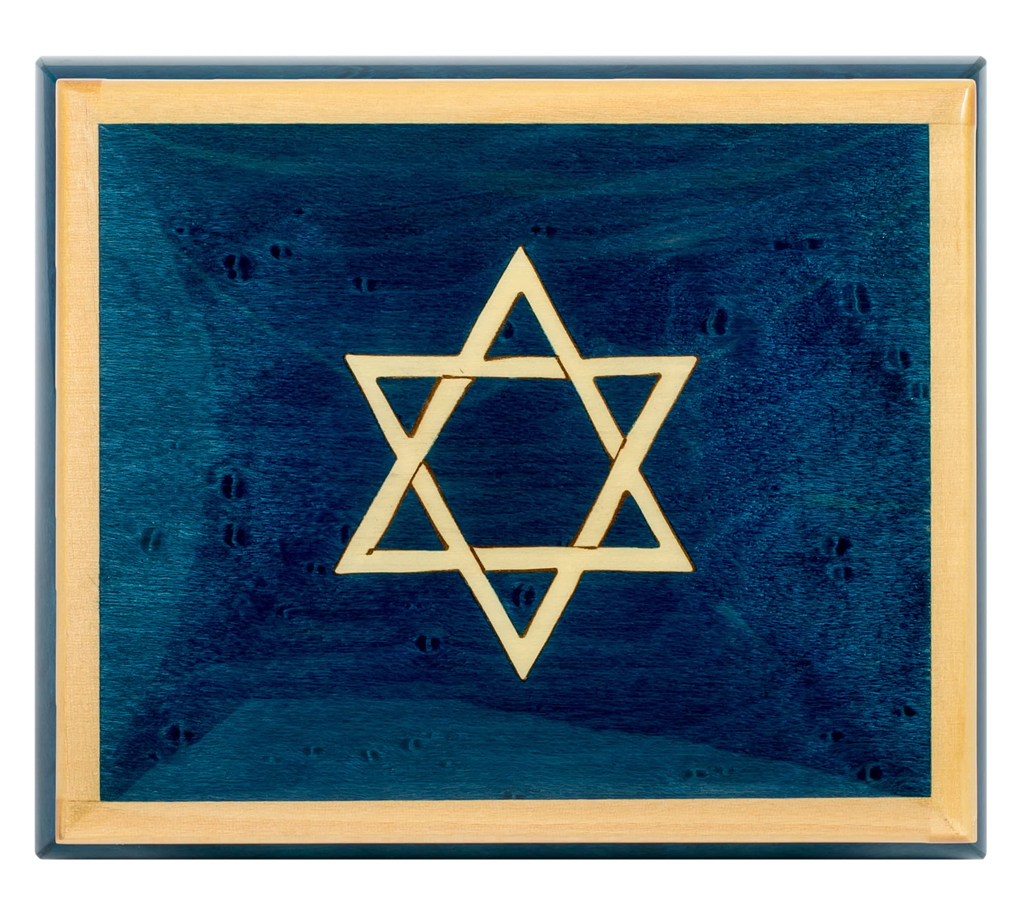 Exquisite Italian Inlaid Music & Jewelry Box with Star of David Design - Customizable Tune Options | Perfect for Jewish Holidays, Gift Giving & Home Decor