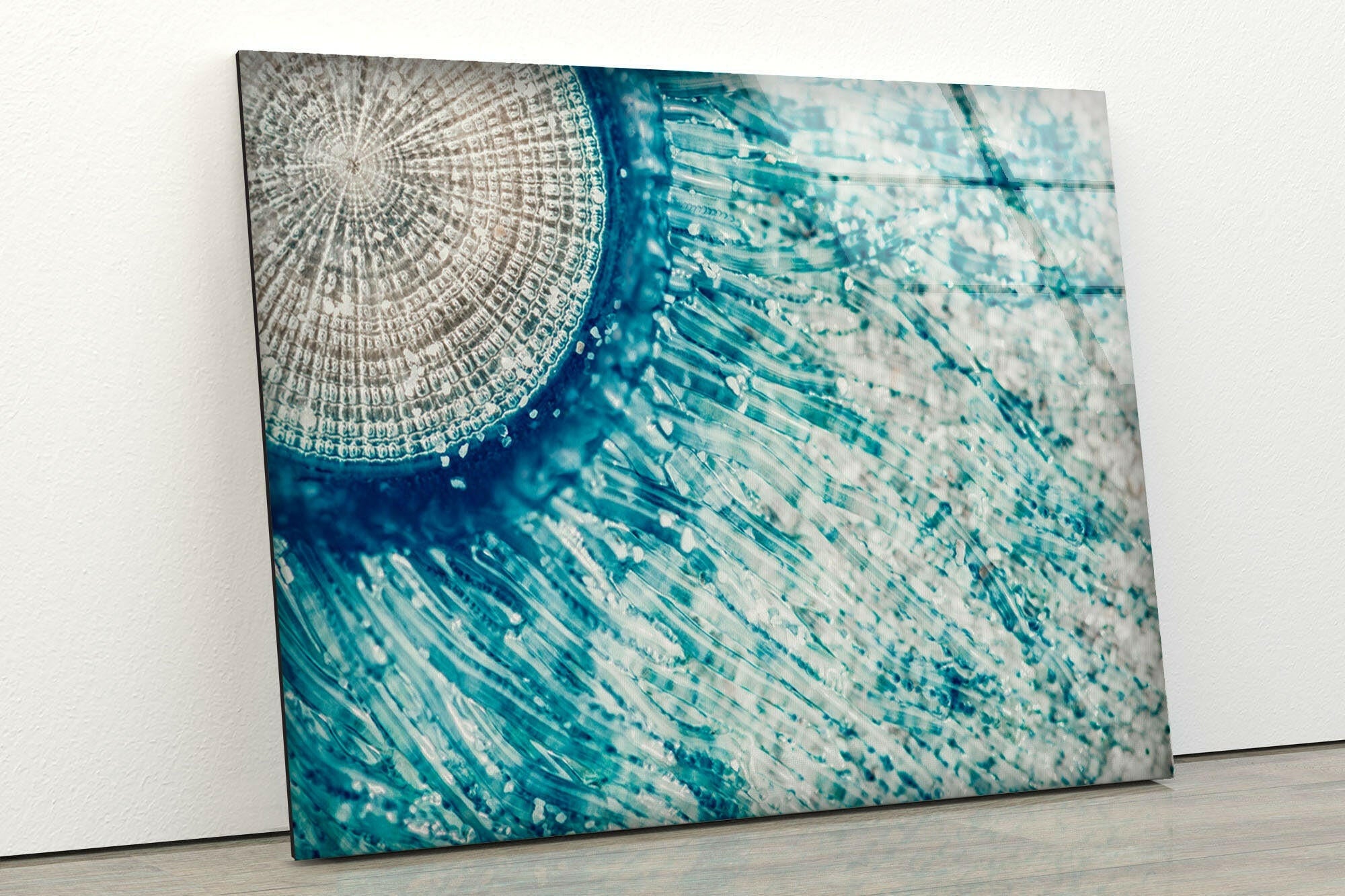 Blue Button Jellyfish Glass Wall Art - Handmade Ocean Themed Decor for Living Room, Bedroom & Office - Perfect Coastal Home Decor Gift