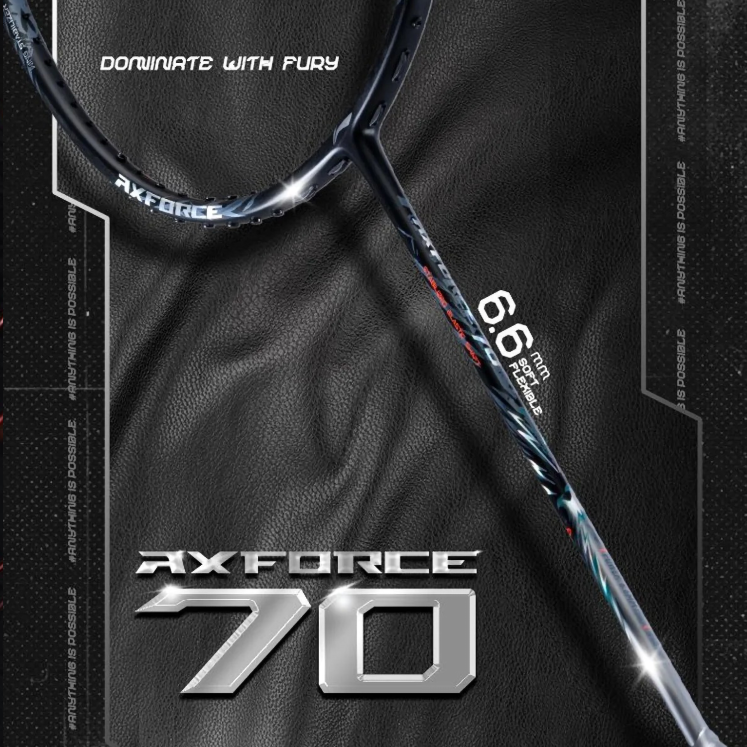 Li Ning Axforce 70 Badminton Racket - Black/Silver - Professional Carbon Fiber Shuttlecock Racket for Advanced Players - Perfect for Tournaments & Training Sessions
