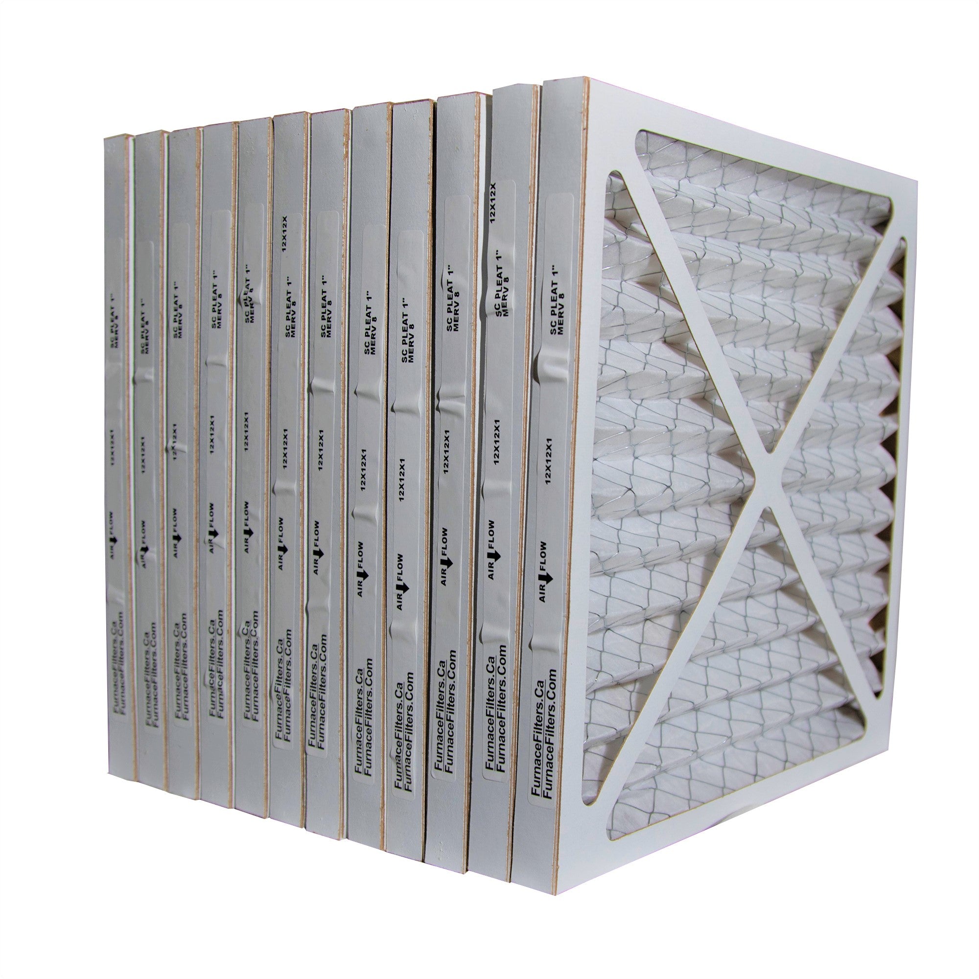 12x12x1 MERV 8 Pleated Air Filters - 12 Pack | High Efficiency Furnace Filters for Home HVAC Systems | Perfect for Allergies, Dust & Pet Hair Protection