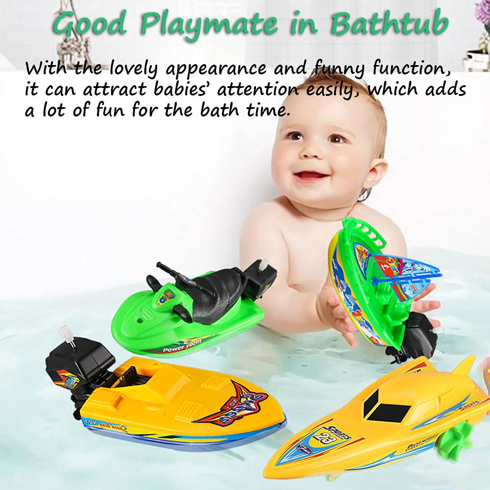 Wind-up Speed Boat Toy - Fast Clockwork Yacht, Bathtub & Pool Fun for Kids, Perfect Bath Time and Outdoor Water Play