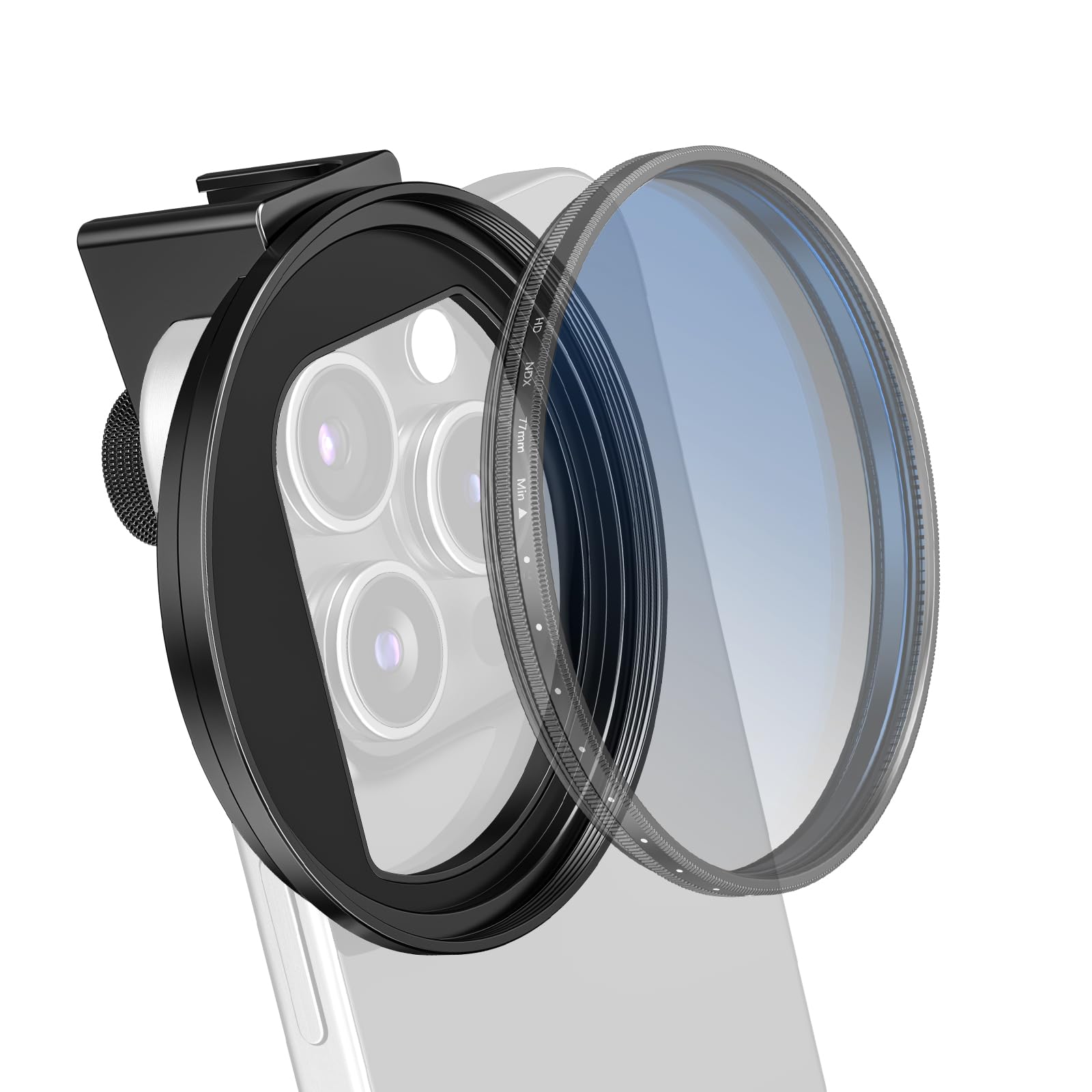 72mm Phone Filter Mount Lens Adapter with Cold Shoe Mount - Compatible with iPhone 13/14/15 Pro Max, Samsung S24 Ultra & 72mm Round Camera Filters - Perfect for Photography, Videography & Mobile Filmmaking