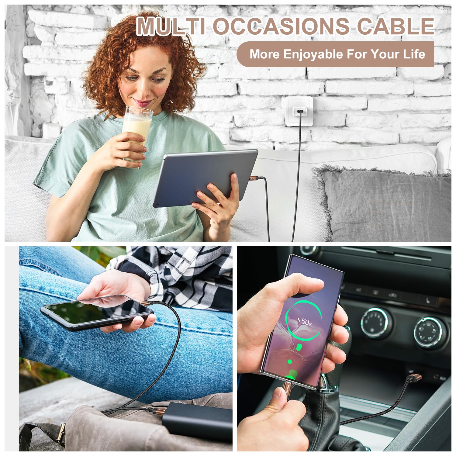 3M USB-C to USB-C Fast Charging Cable - High Speed Type C Charger Compatible with iPhone 16/15 Pro Max, PS5 Controller, MacBook Pro/Air, Galaxy S24/S23 Ultra, Pixel - Perfect for Gaming, Travel & Office Charging