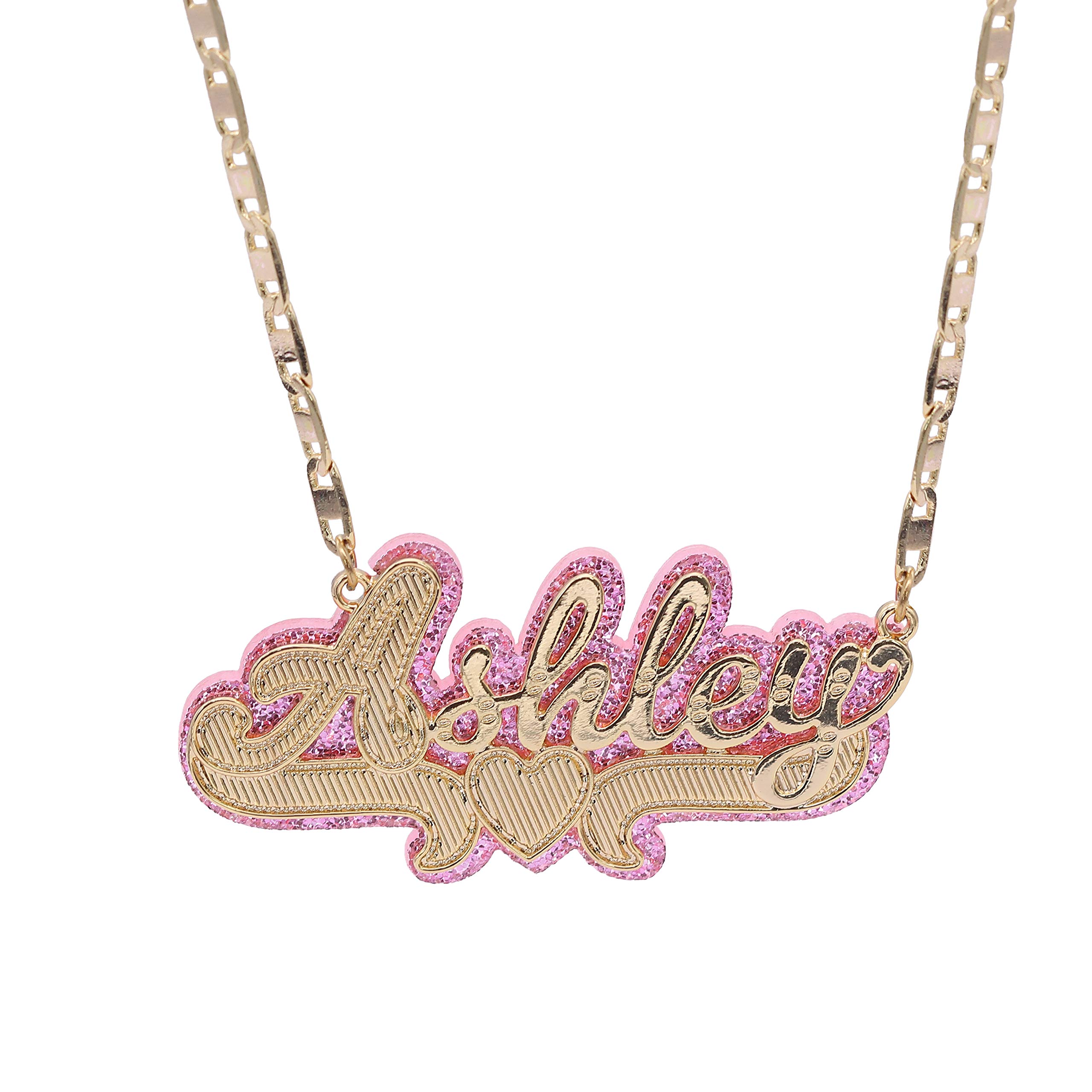 Custom Name Necklace - Personalized Double Nameplate Acrylic Pendant with Any Name - Elegant & Dazzling Jewelry Gift for Women - Perfect for Anniversaries, Birthdays & Special Occasions