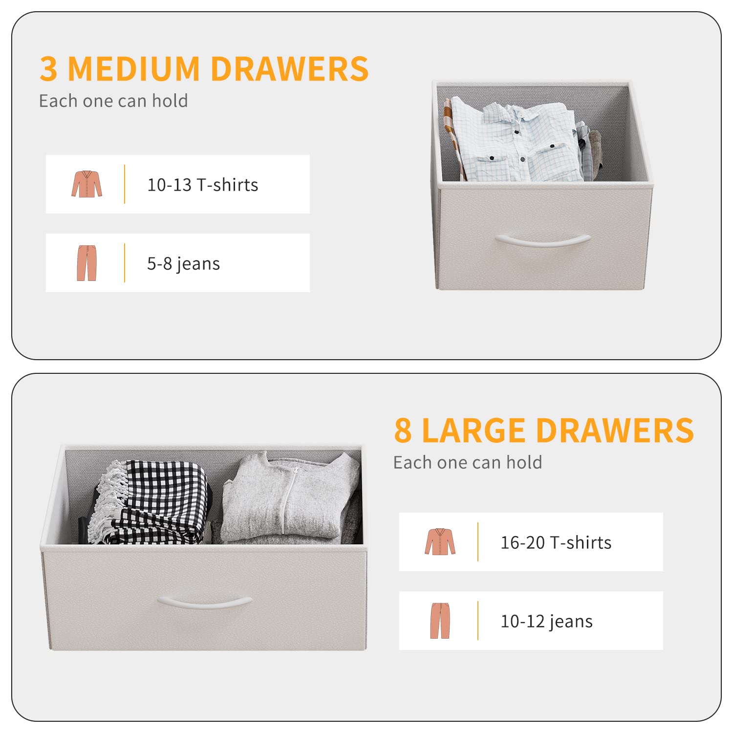 11-Drawer Dresser for Bedroom with Side Pockets & Hooks - Wood Top Steel Frame Fabric Storage Organizer with Pull Handles | Perfect for Closet Organization & Small Space Bedroom Storage