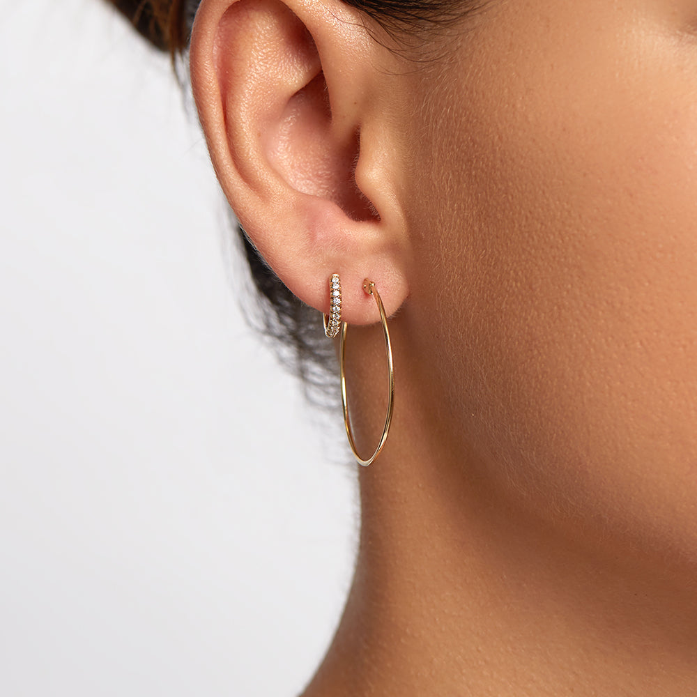 10k Gold Diamond Huggie Earrings for Women - Elegant Everyday Hoop Earrings for Work, Party & Special Occasions