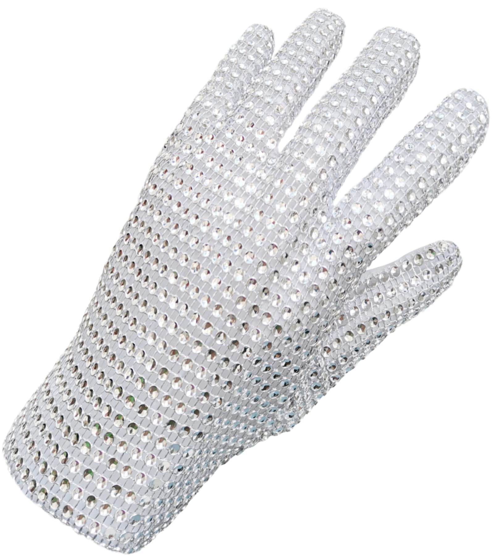 BOMJJOR Michael Rhinestone Gloves for Men - Sparkly Billie Jean Style Gloves - Punk Fashion Accessories for MJ Fans - Perfect Gift for Concerts & Costume Parties