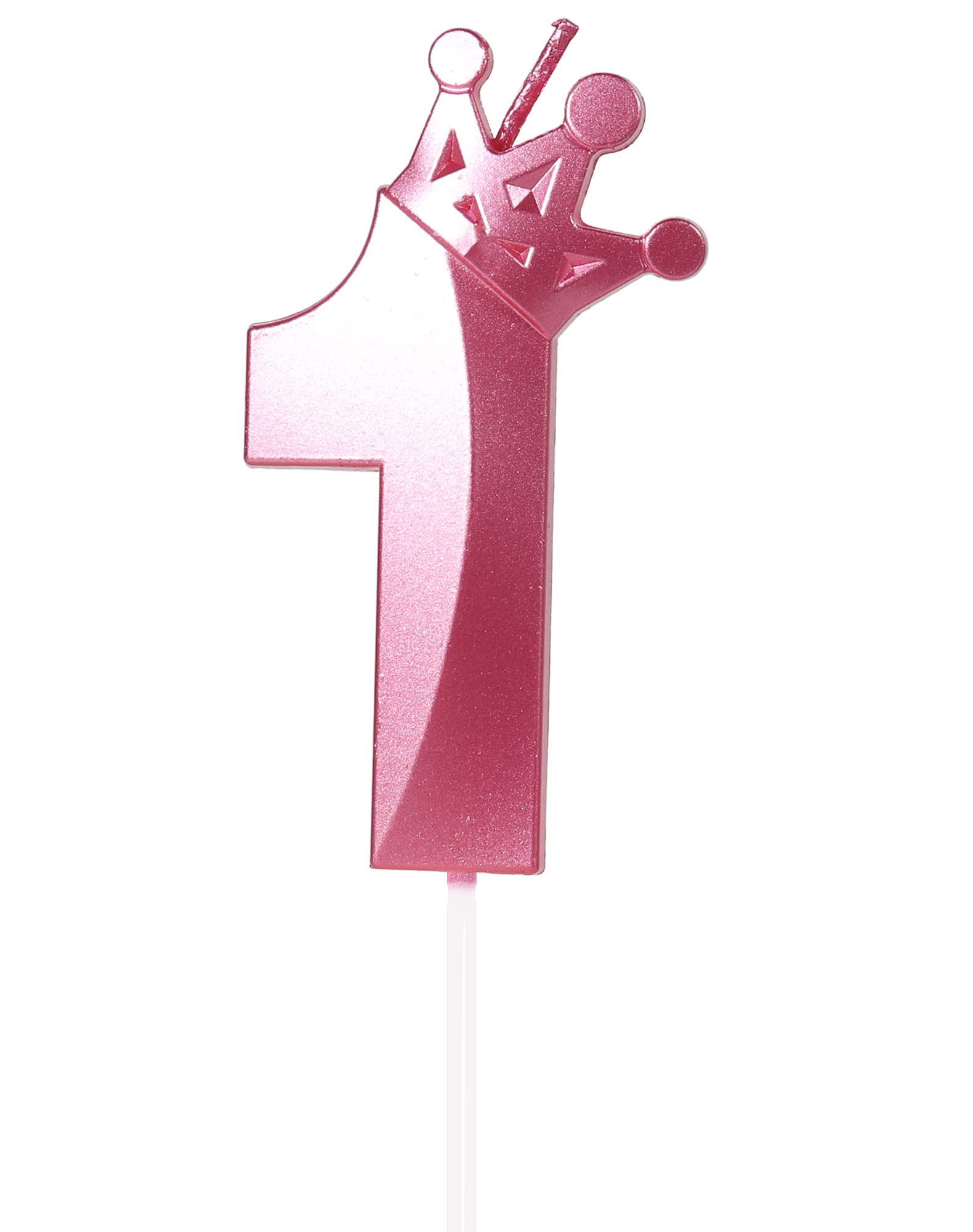 1st Birthday Candles - Number 1 Candle with Crown, Pink Happy Birthday Cake Candles, 3D Design Cake Topper Decorations for Girls, Pets, Birthday Parties & Wedding Anniversaries | Perfect for Baby Showers, Gender Reveals & Special Celebrations