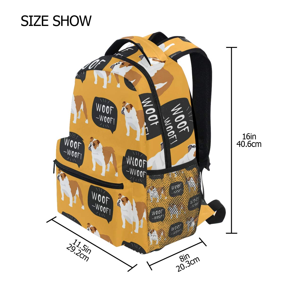 Senya English Bulldog Backpack - Durable School Bag, Travel Daypack & Rucksack for Students | Perfect for College, Hiking & Everyday Use