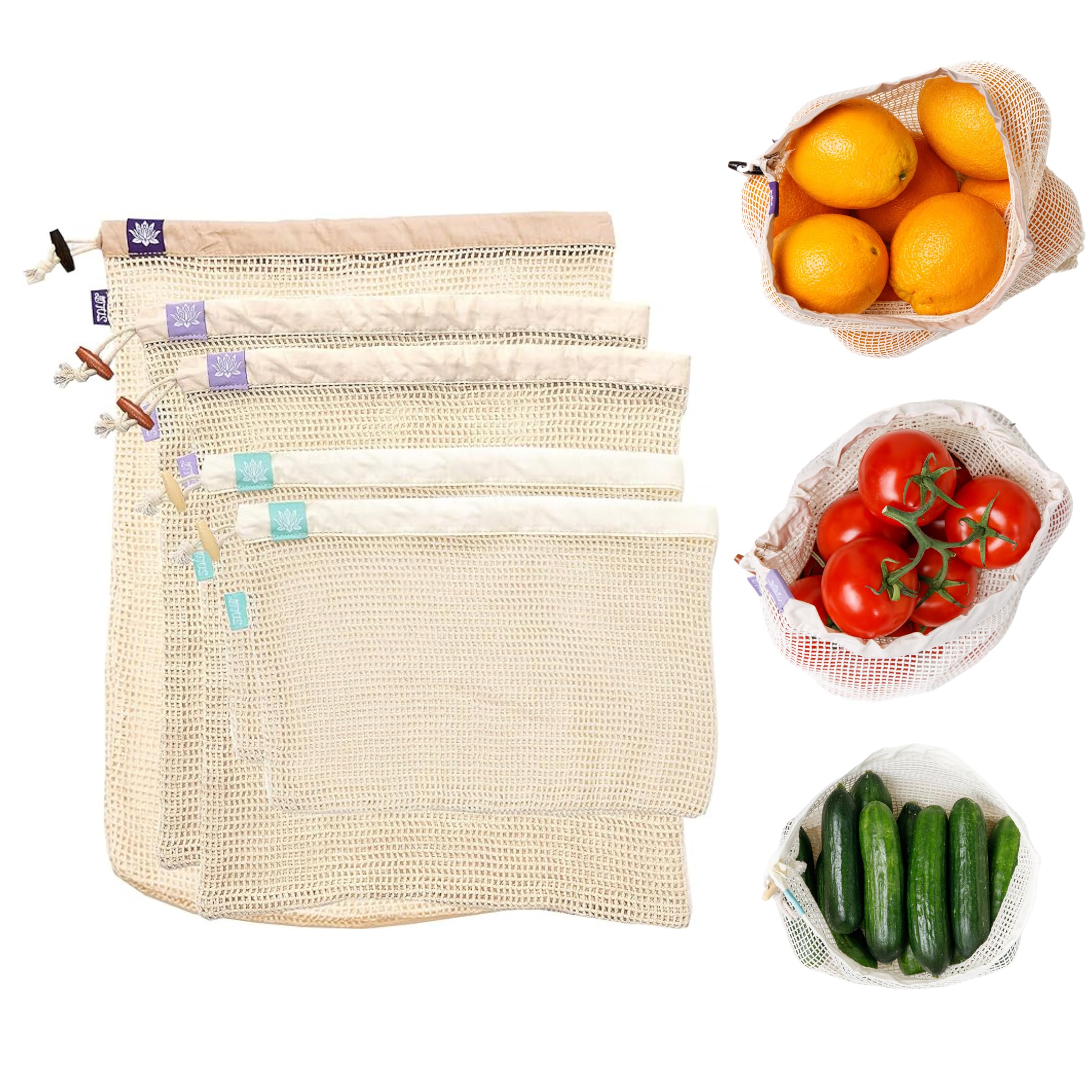 Reusable Eco-Friendly Mesh Produce Bags for Groceries & Shopping