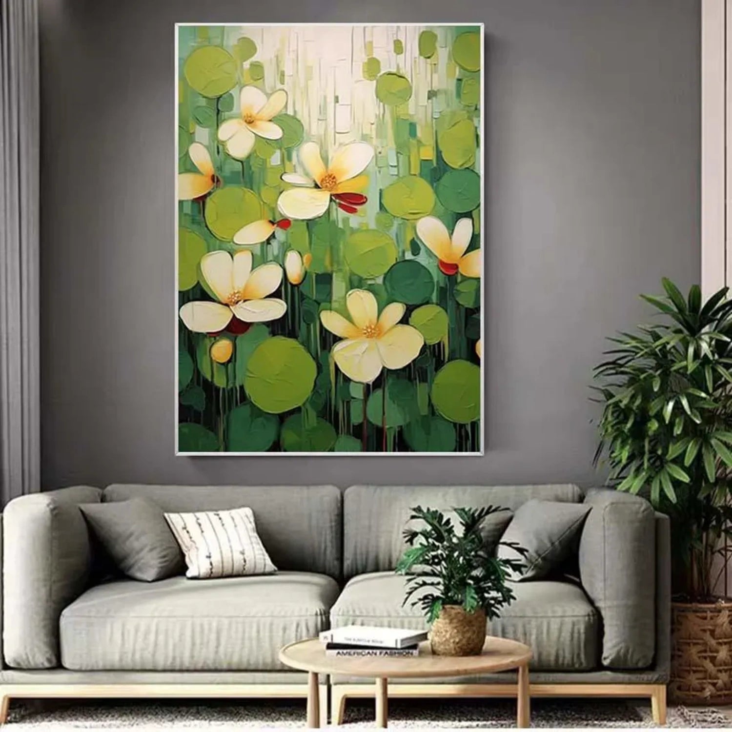 Beautiful Flower and Tree Painting #FT 202 - Handmade Canvas Wall Art for Home & Office Decor - Perfect for Living Room, Bedroom or Gift