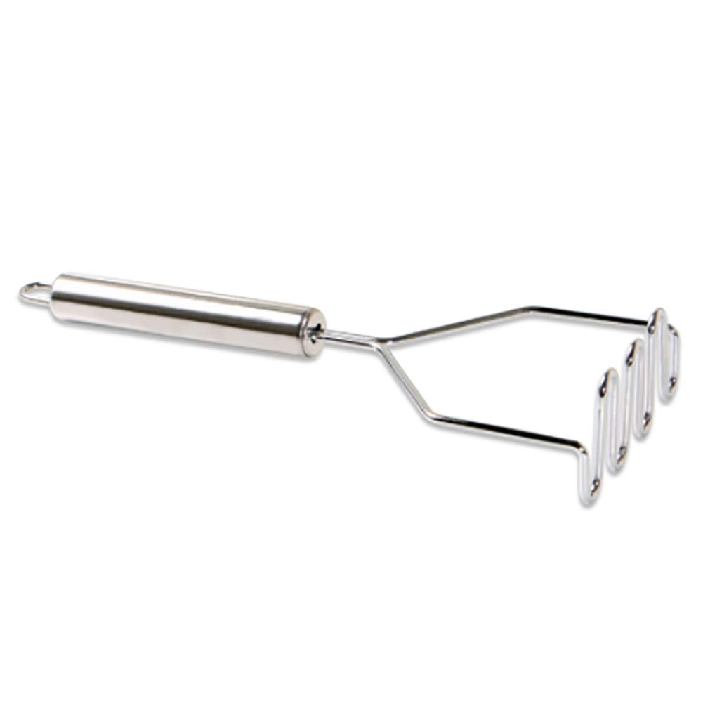 Premium 304 Stainless Steel Potato Masher - Heavy Duty Wavy Design for Smooth Mashed Potatoes, Vegetables & Fruits - Durable Kitchen Gadget & Cooking Tool for Baking, Meal Prep & Home Chefs (1-Pack)
