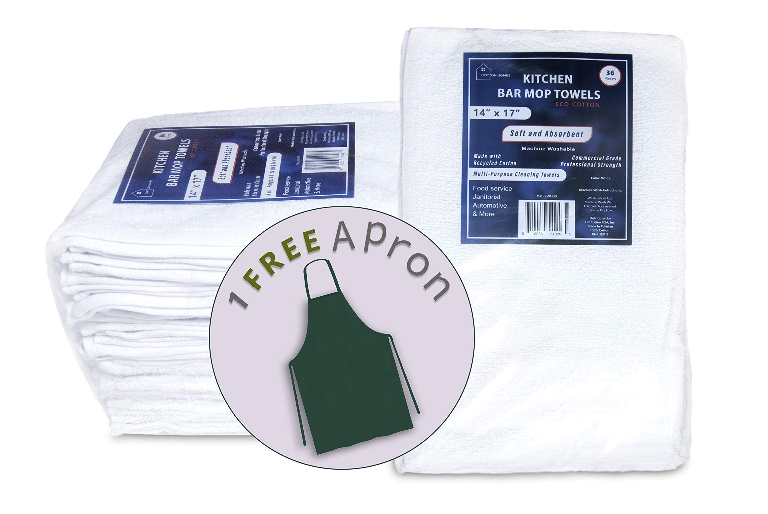 36-Pack Premium 100% Cotton Super Absorbent Bar Mop Towels (14