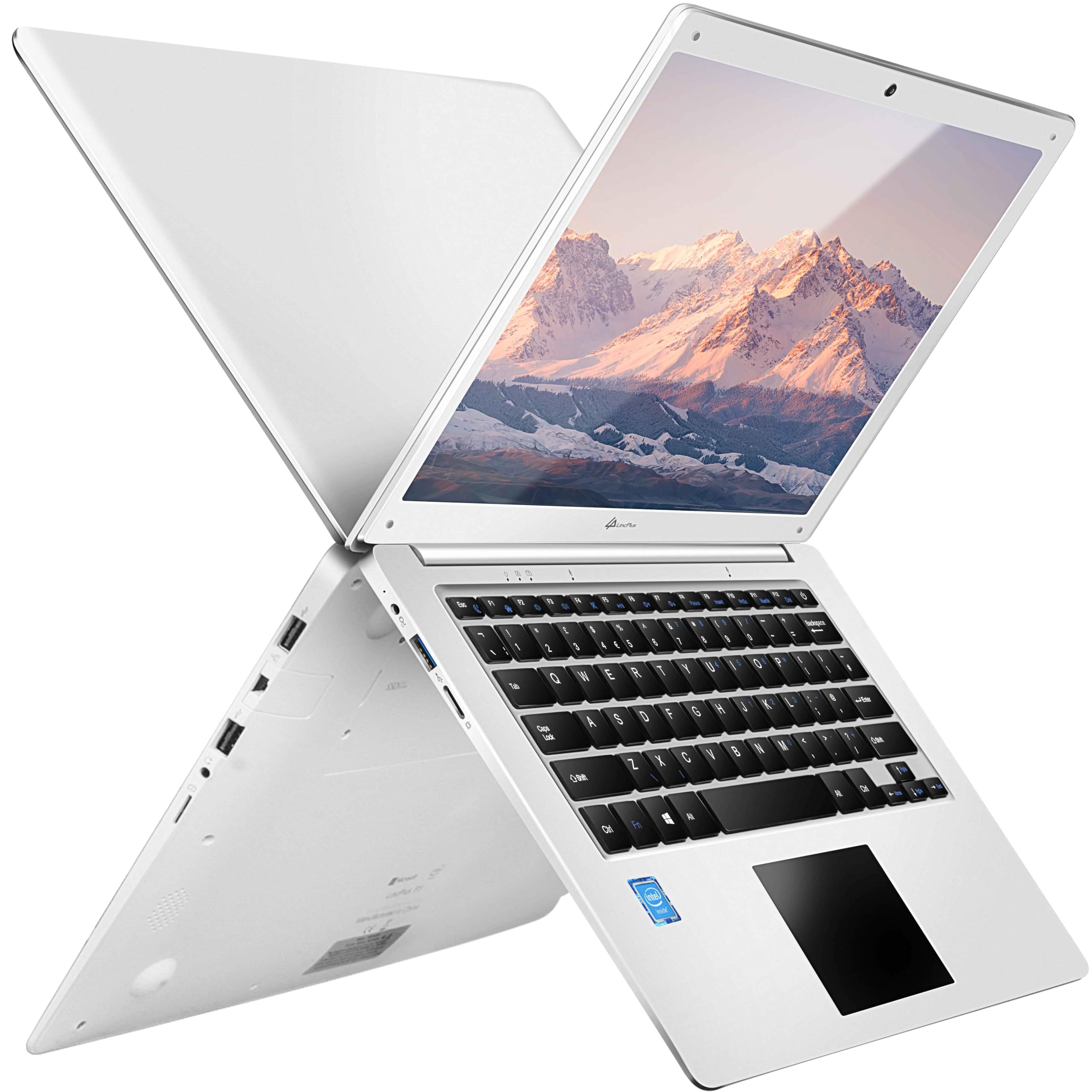 LincPlus P3 14-Inch Full HD Laptop - Intel Celeron N3350 Processor, 4GB RAM, 64GB Storage, Windows 10 in S Mode, White Ultrabook | Perfect for Students, Remote Work & Travel Computing
