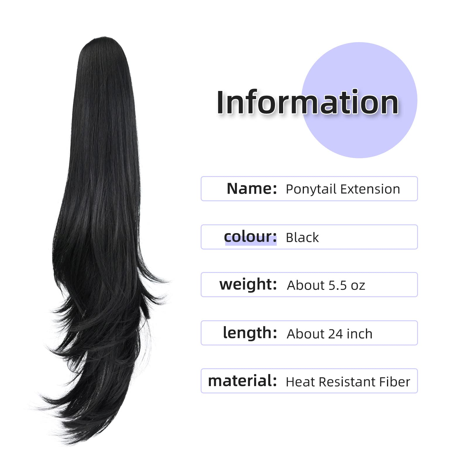 Natural Straight Ponytail Hair Extension with Claw Clip - Seamless Blonde Brown Black Hairpiece for Women - Perfect for Parties, Weddings & Everyday Styling
