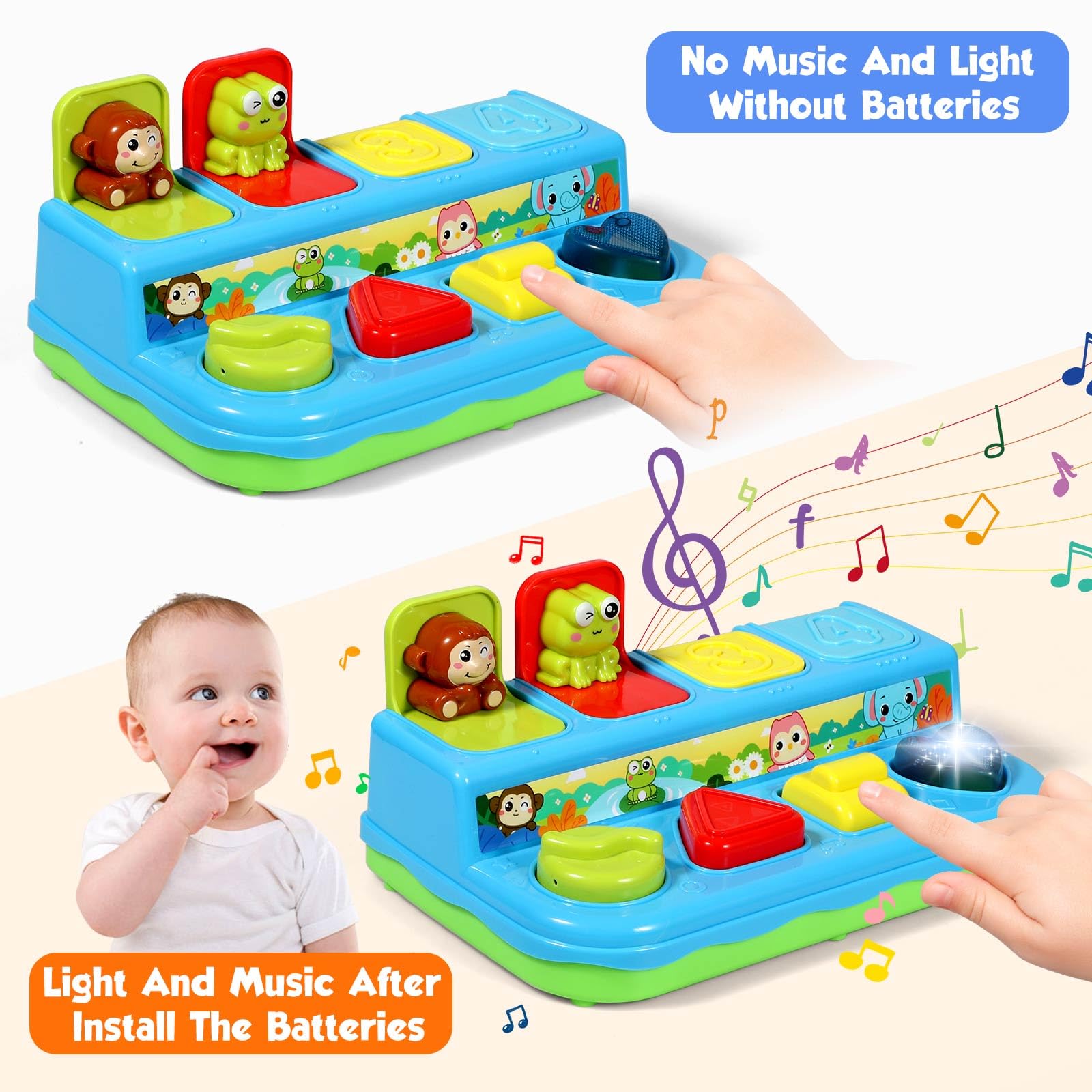 Best Pop Up Toys for Babies 6-18 Months - Musical Light-Up Learning Toys for Toddlers 1-3 Years | Early Childhood Development Cause & Effect Toys | Perfect Gift for Boys & Girls | Playtime, Sensory Stimulation & Motor Skills Development