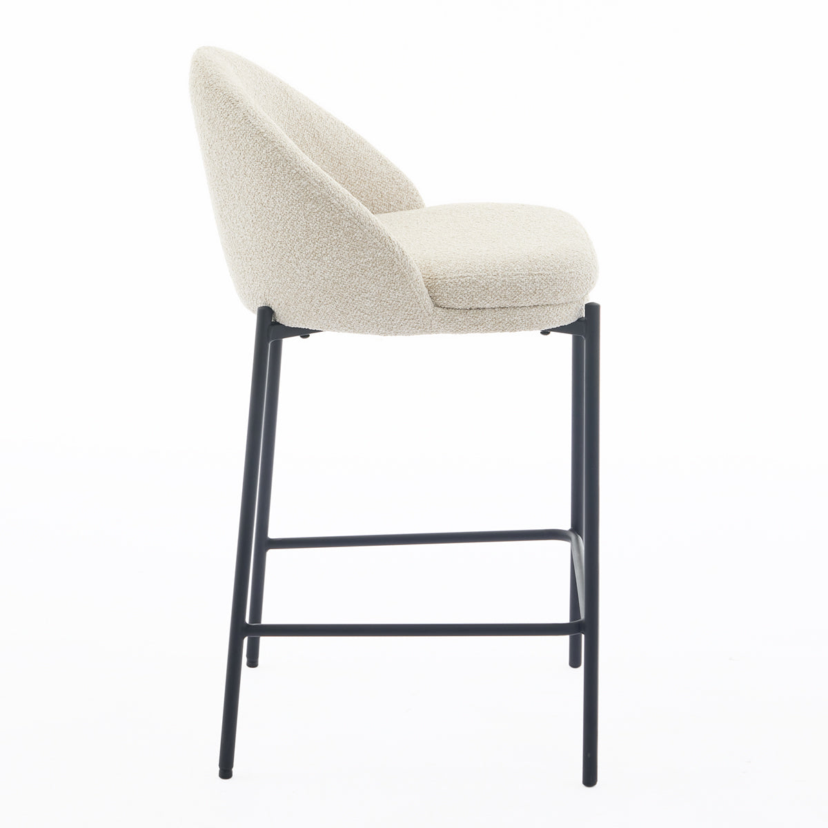 Elle Fabric Bar Stool - Modern Upholstered Counter Height Stool with Padded Seat for Kitchen Island, Breakfast Bar & Home Decor