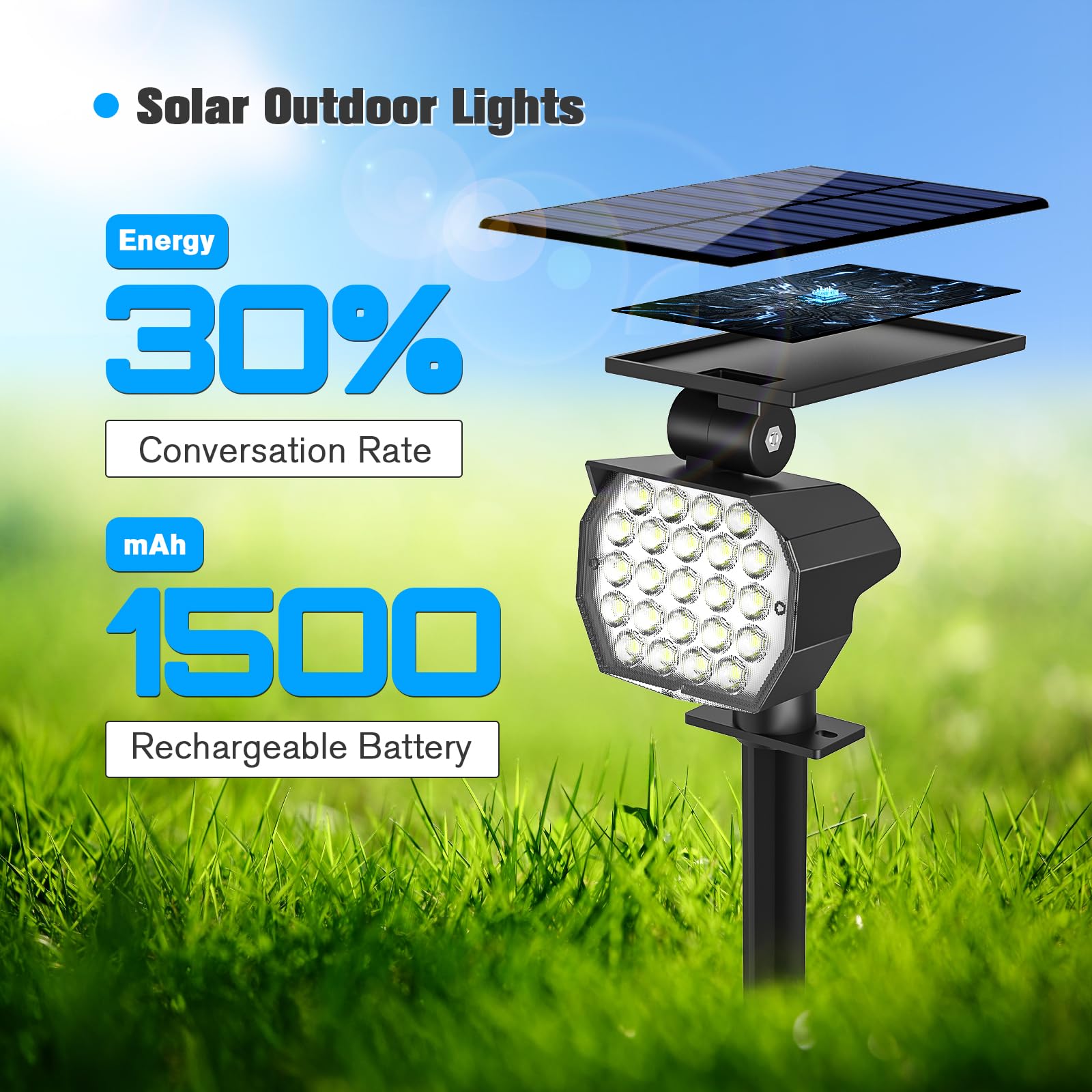 NIORSUN 6-Pack Solar Spot Lights Outdoor - 23 LED Landscape Lighting with Auto On/Off, 3 Lighting Modes & IP67 Waterproof - Cool White Solar Garden Lights for Yard, Pathway, Patio & Backyard Decor
