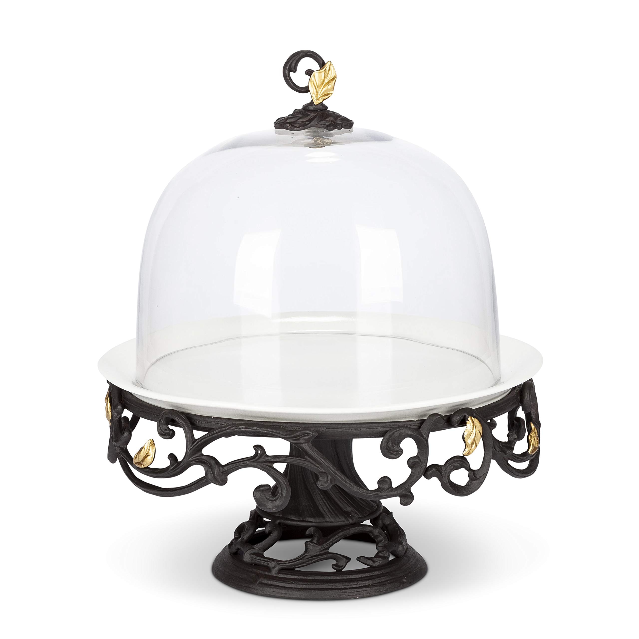 Gerson GL 3-Piece Cake Stand Set - Elegant Glass Cake Pedestal with Dome Cover for Wedding, Birthday, and Dessert Display