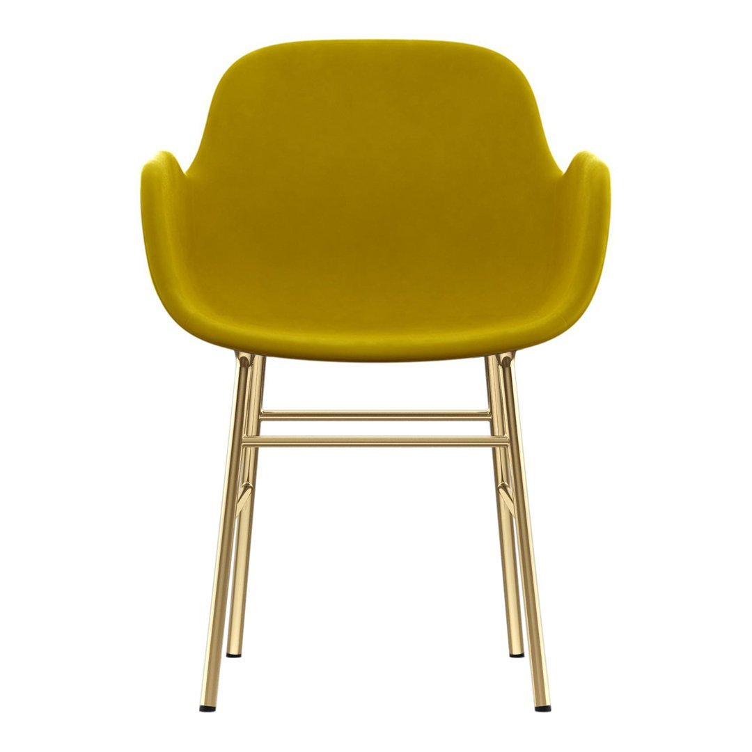 Modern Form Armchair with Sturdy Metal Legs & Soft Upholstery - Perfect for Living Room, Office, or Reading Nook