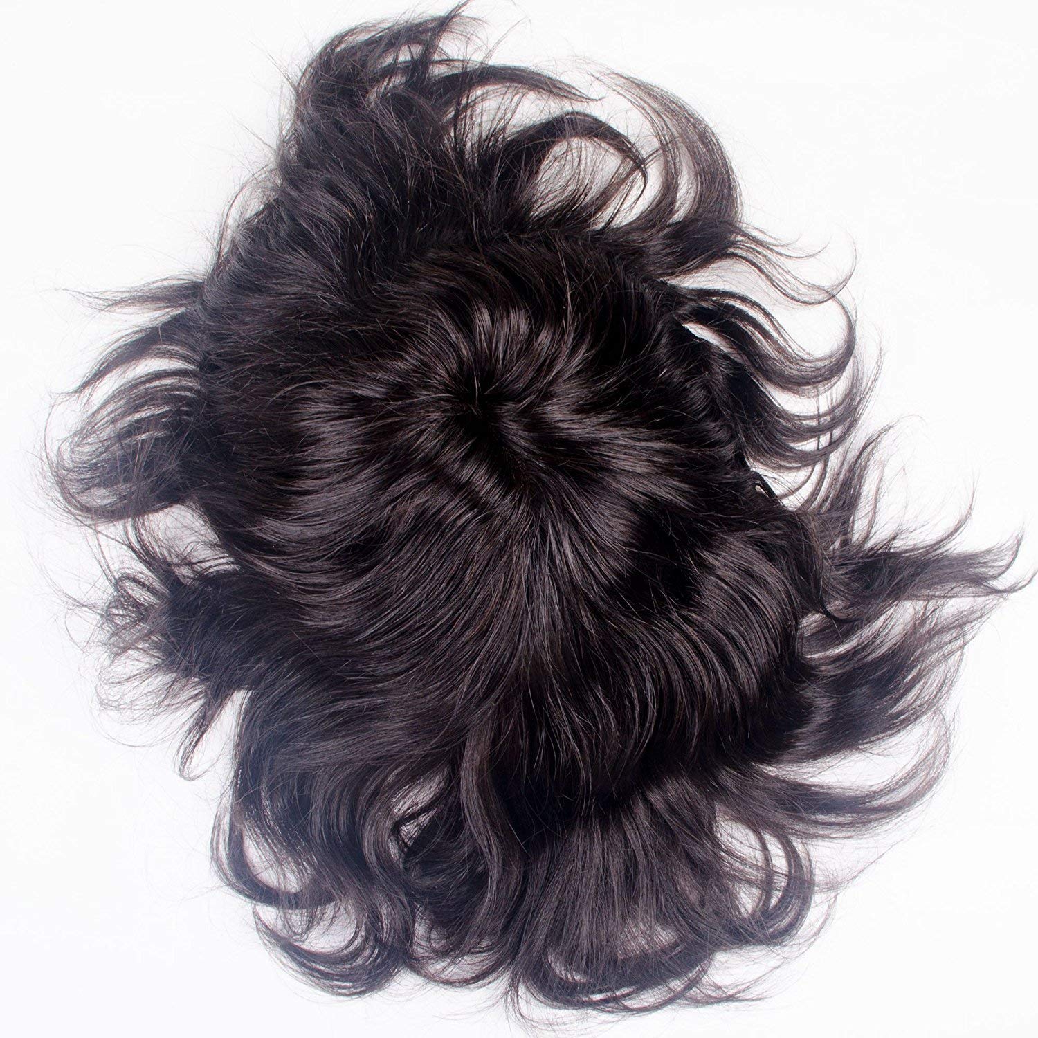 BOXO 8x6 Human Hair Toupee for Men & Boys - Real Hair Patch Wig with Free Tape & Clips (70g, Black Brown) - Perfect for Thinning Hair, Bald Spots & Hair Loss Solutions - Pack of 1
